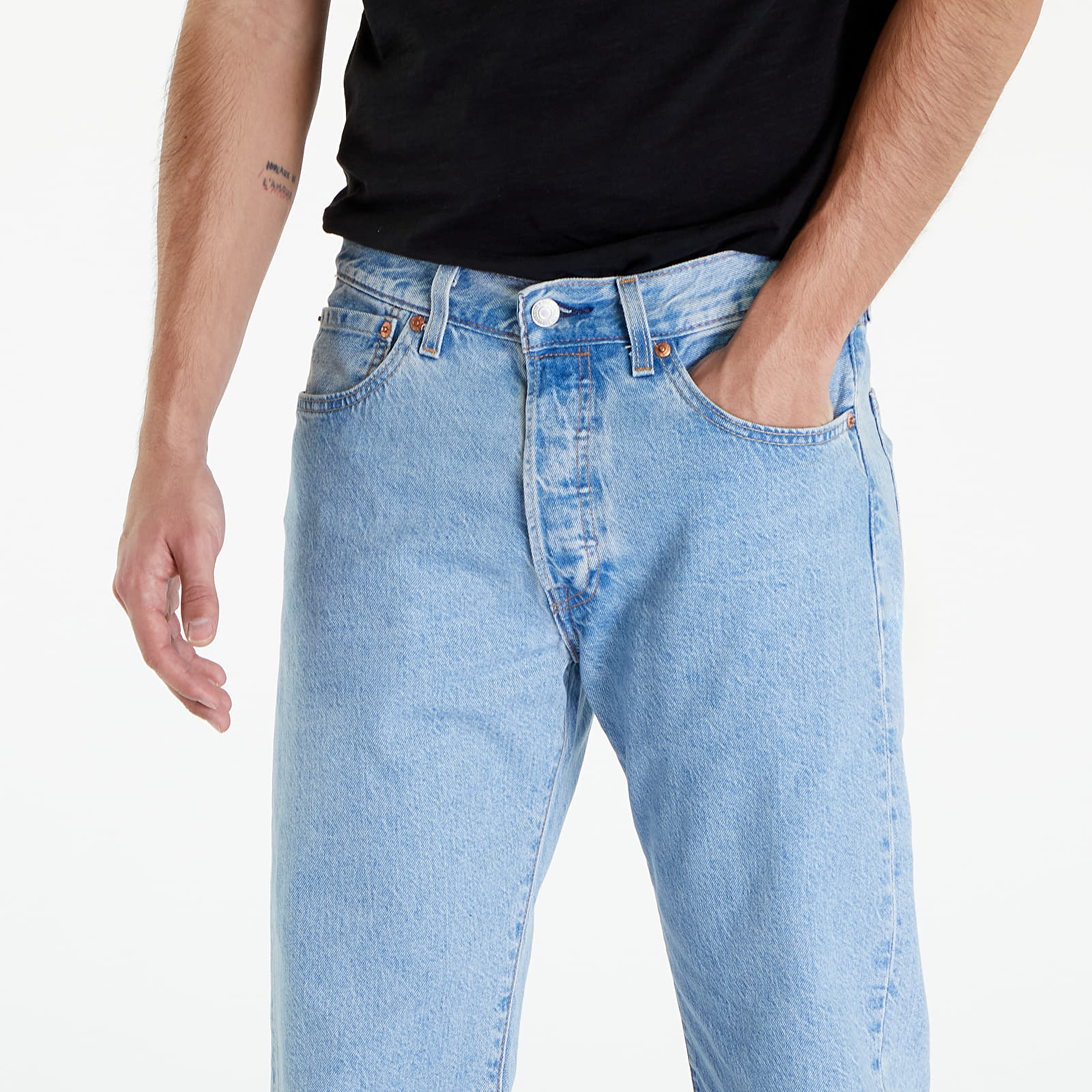 Light blue 501 levi jeans top