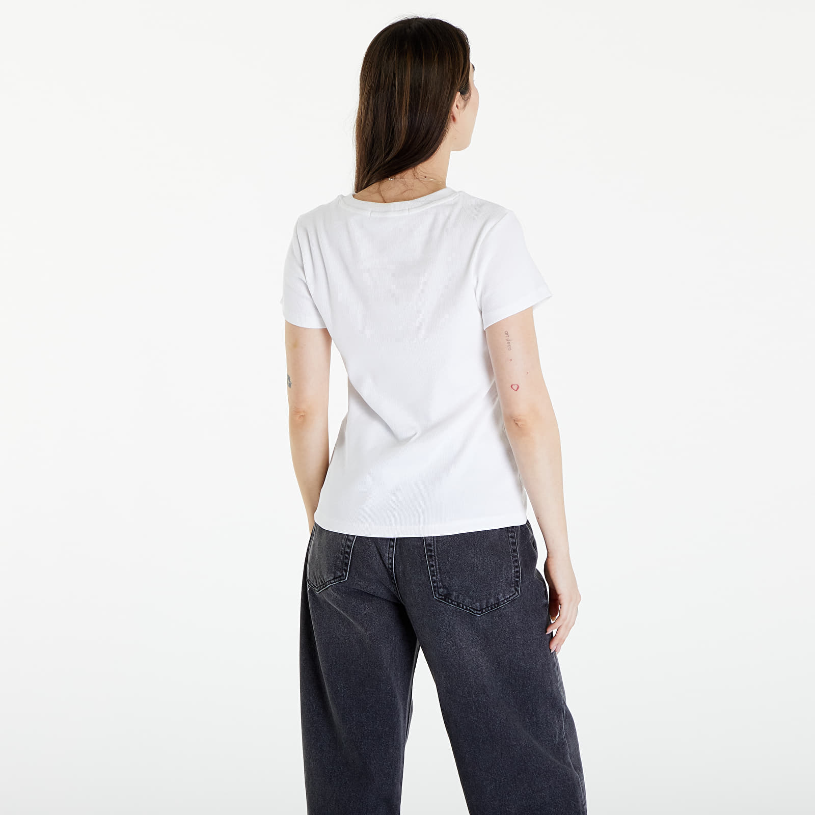 Футболки Calvin Klein Jeans Woven Label Rib Slim Short Sleeve Tee Bright White