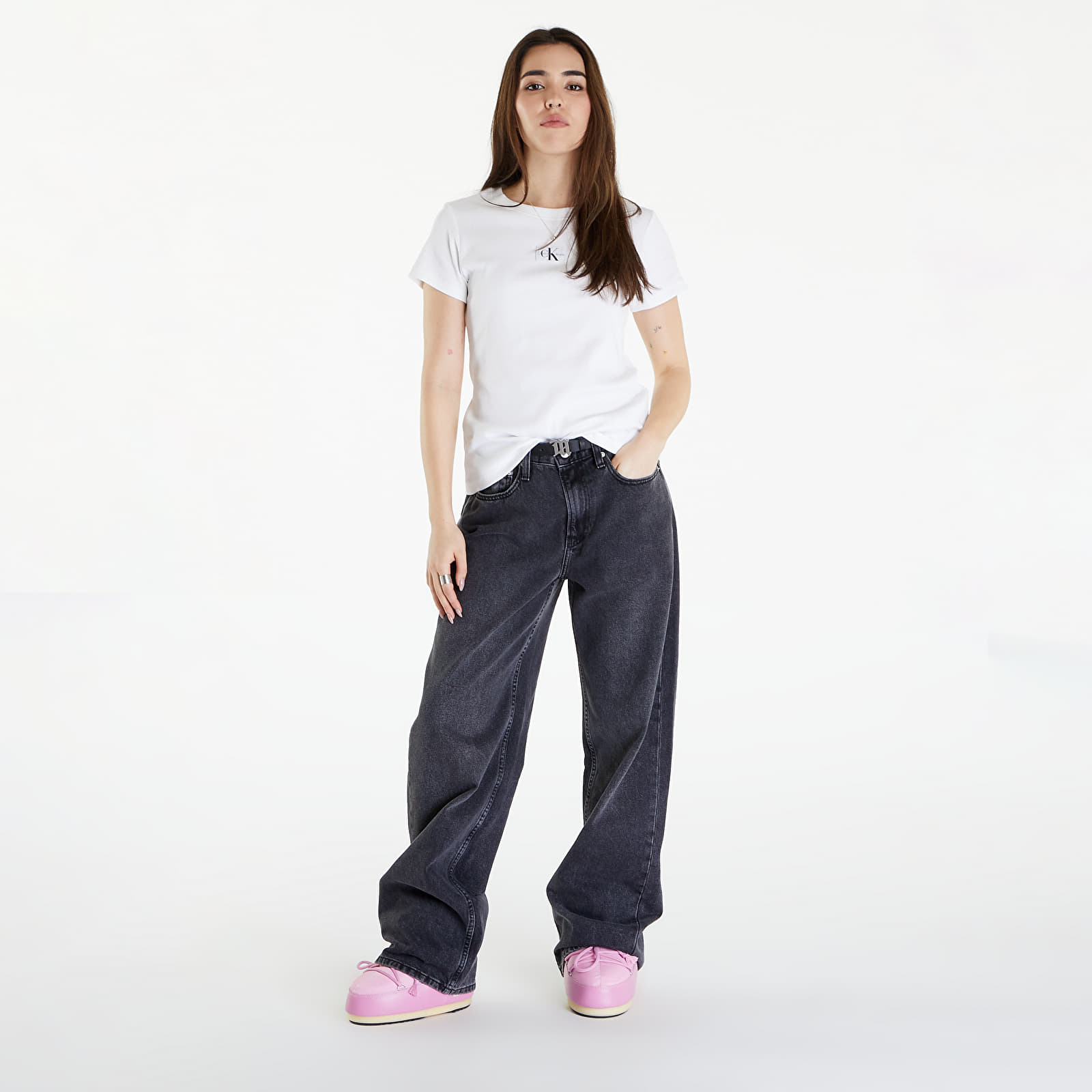 Футболки Calvin Klein Jeans Woven Label Rib Slim Short Sleeve Tee Bright White