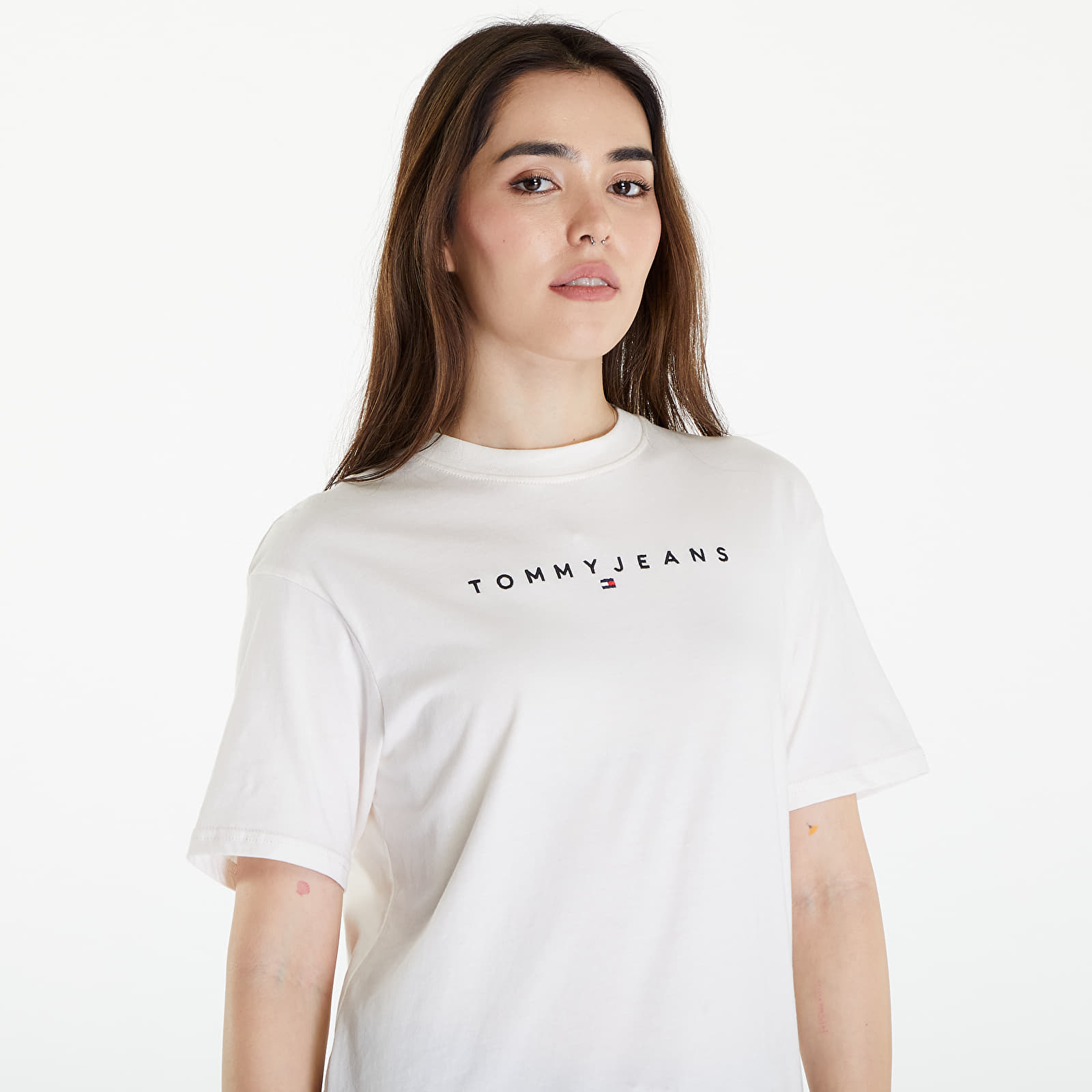 Trička Tommy Jeans Relaxed New Linear Short Sleeve Tee Ancient White