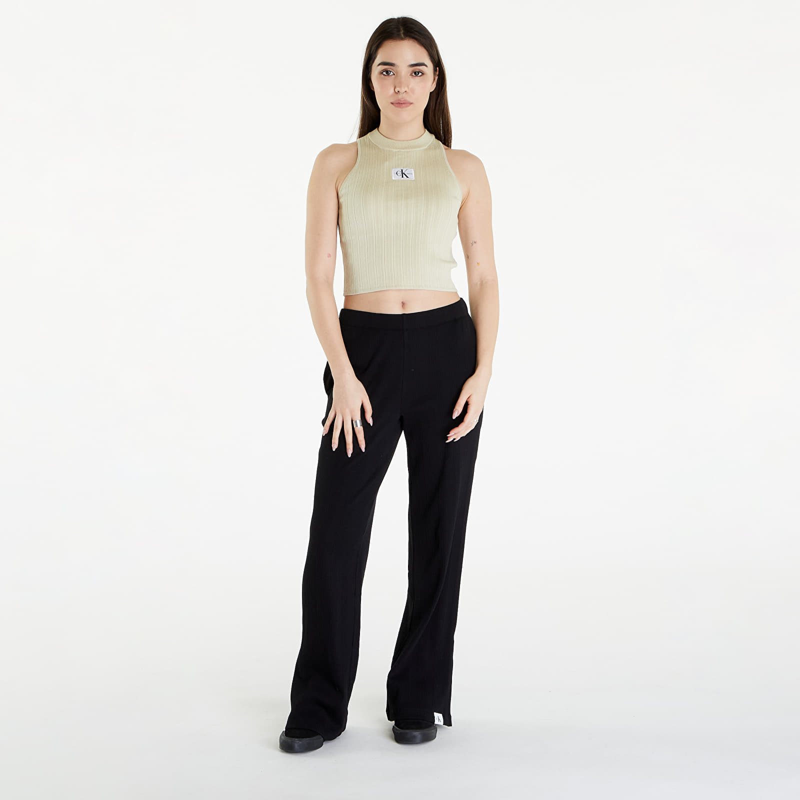 Spodnie dresowe Calvin Klein Jeans Variegated Rib Woven Pants Black