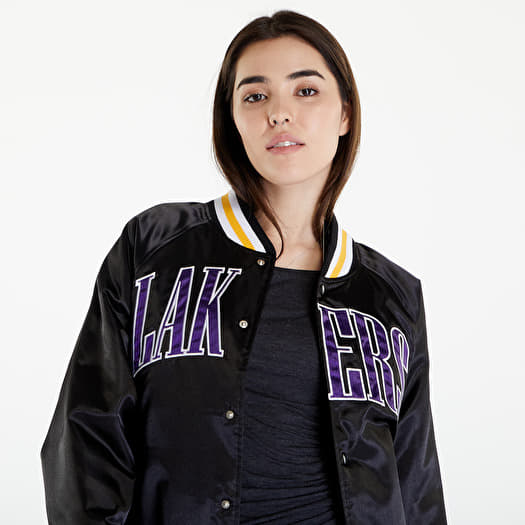 Bomber Jackets New Era LA Lakers NBA Applique Satin Bomber Jacket