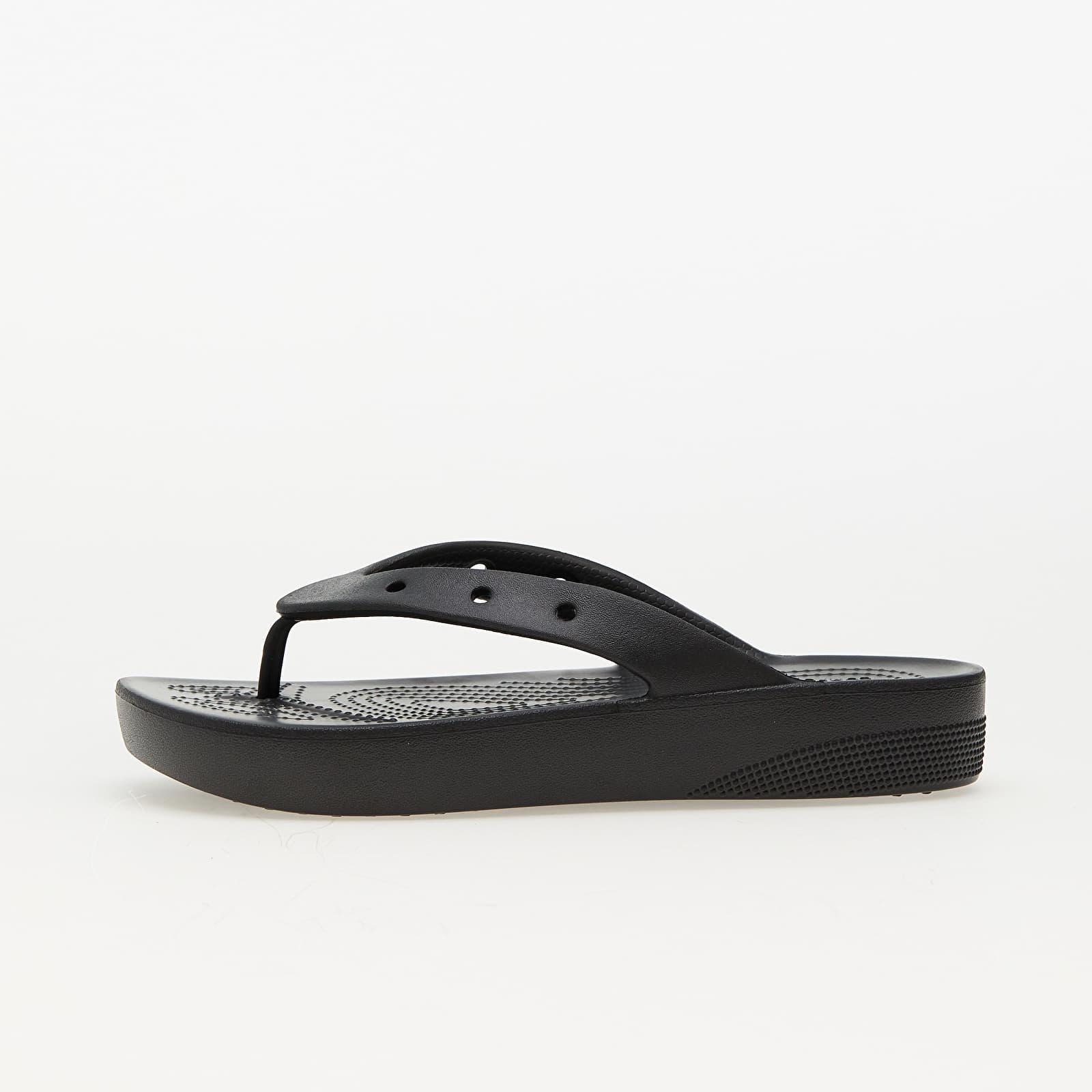 Ladies black croc shop flip flops