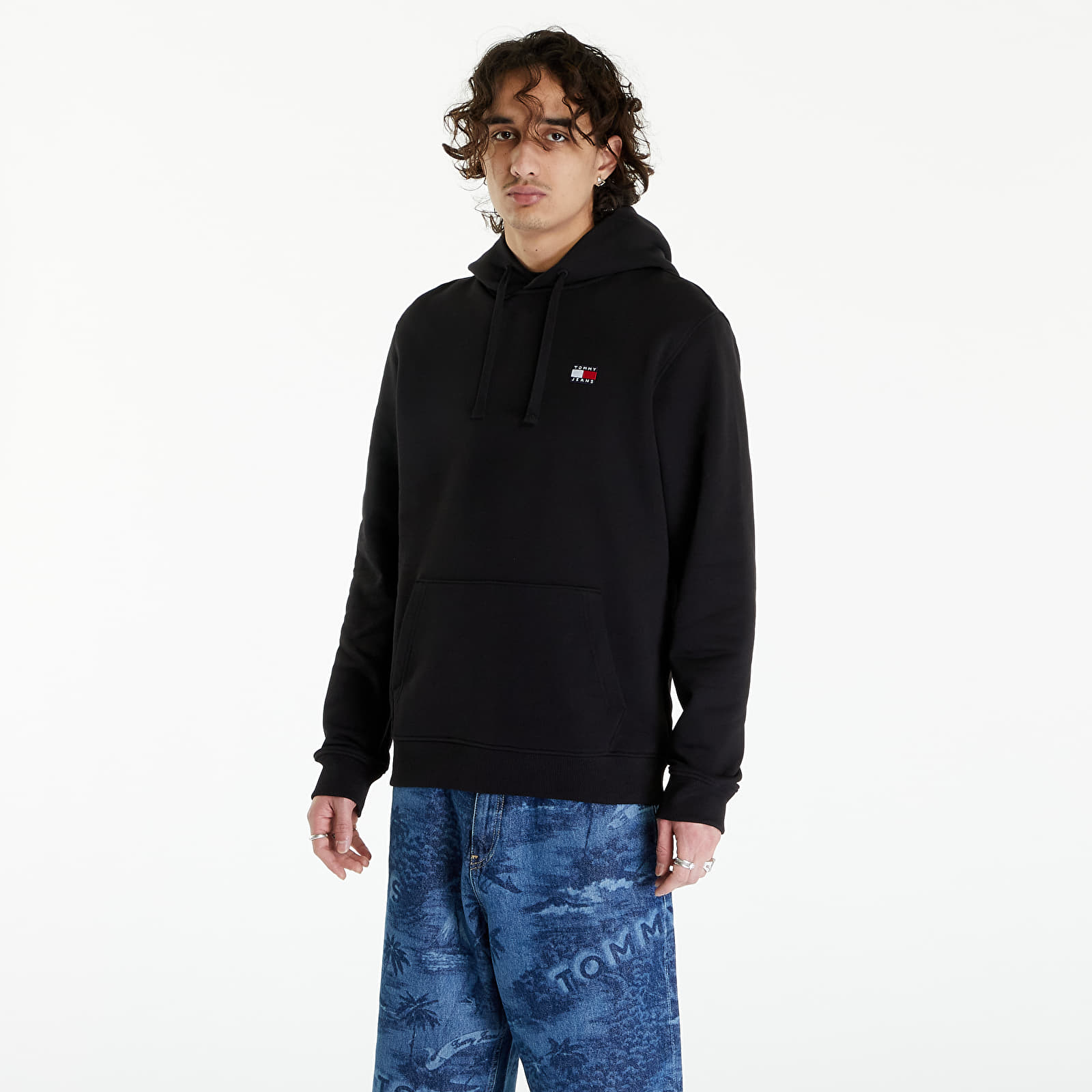 Sudaderas de hombre Tommy Jeans Reg Badge Hoodie Black