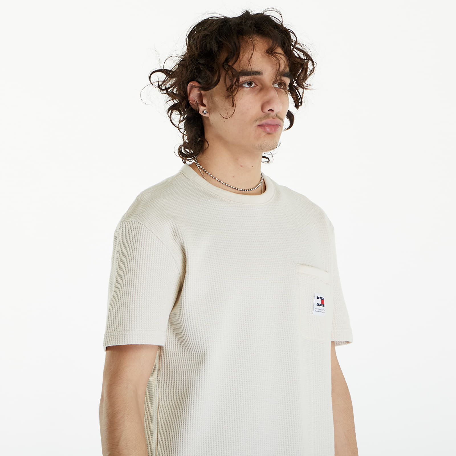 Trička Tommy Jeans Regular Waffle Short Sleeve Pocket Tee Newsprint