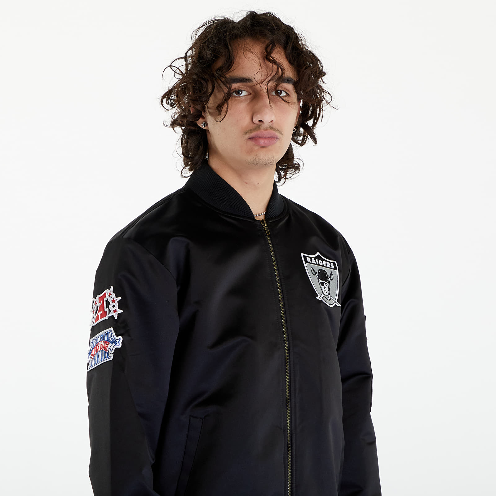 Jakne Mitchell & Ness Nfl Lightweight Satin Bomber Vintage Logo Raiders Black