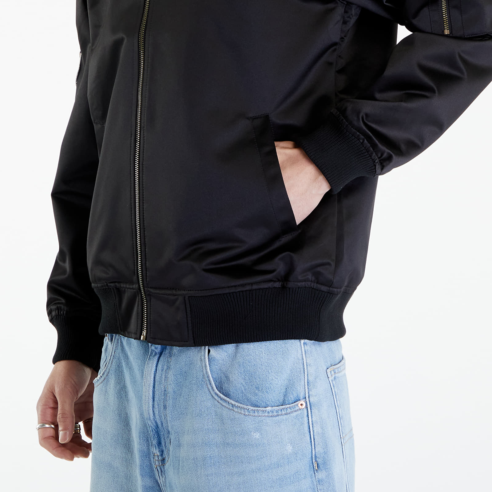 Jacken Mitchell & Ness NBA Lightweight Satin Bomber Vintage Logo Heat Black