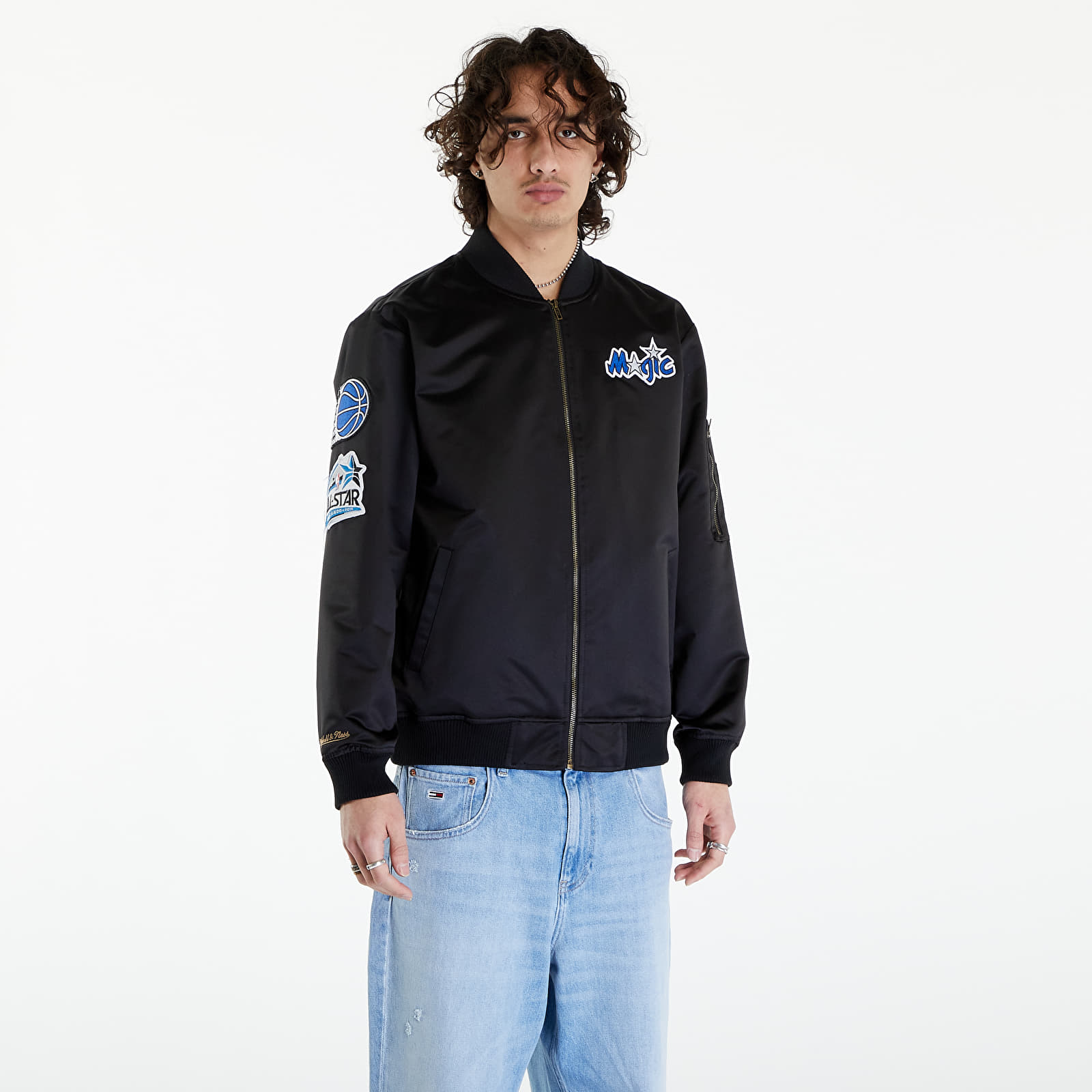 Jakne Mitchell & Ness NBA Lightweight Satin Bomber Vintage Logo Magic Black