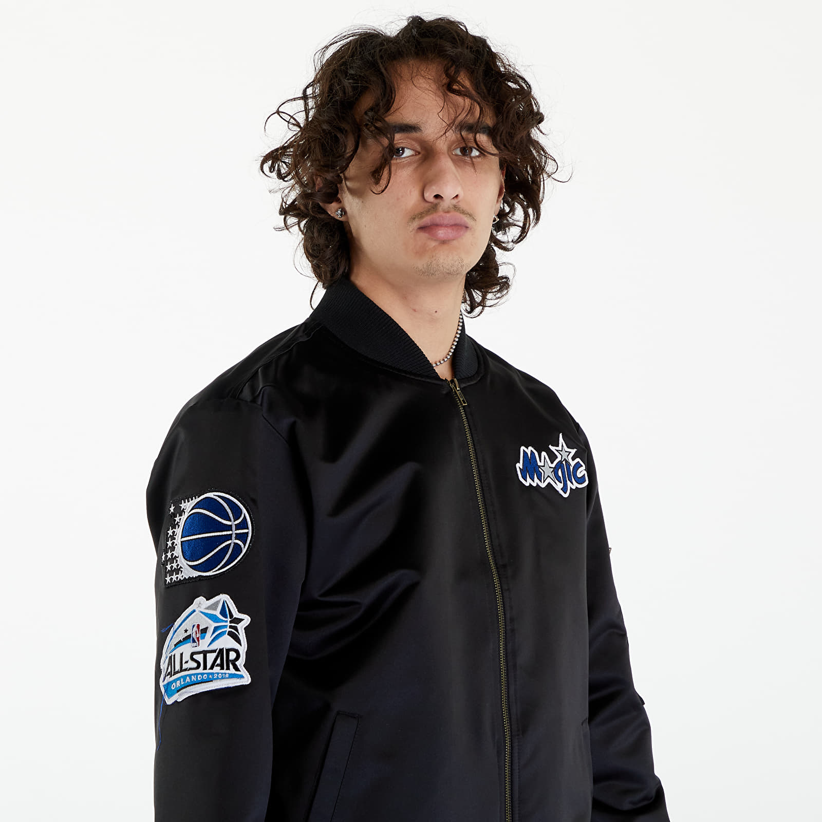 Jakne Mitchell & Ness NBA Lightweight Satin Bomber Vintage Logo Magic Black