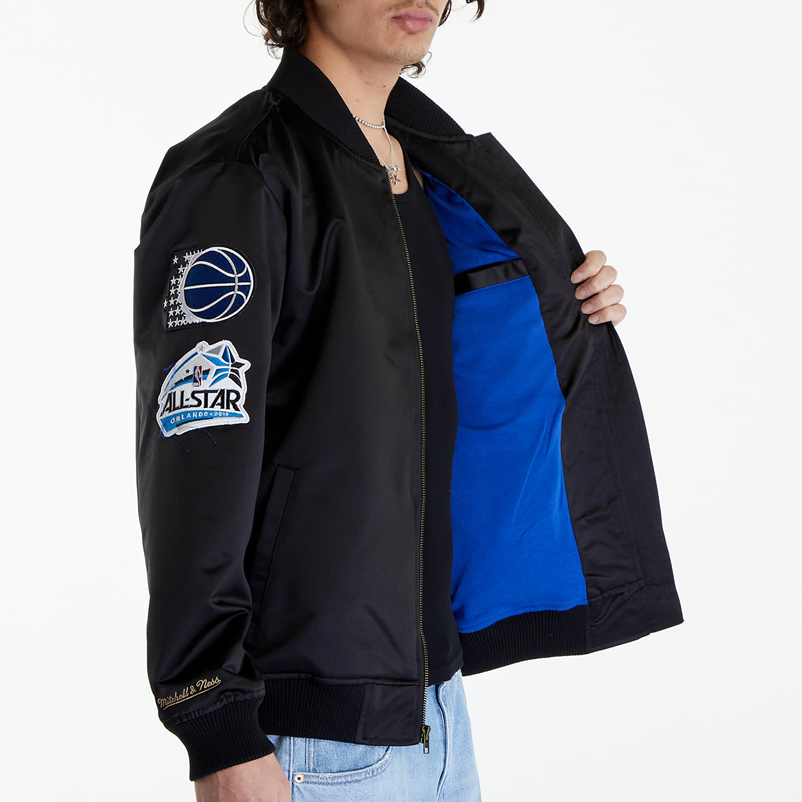 Jakne Mitchell & Ness NBA Lightweight Satin Bomber Vintage Logo Magic Black