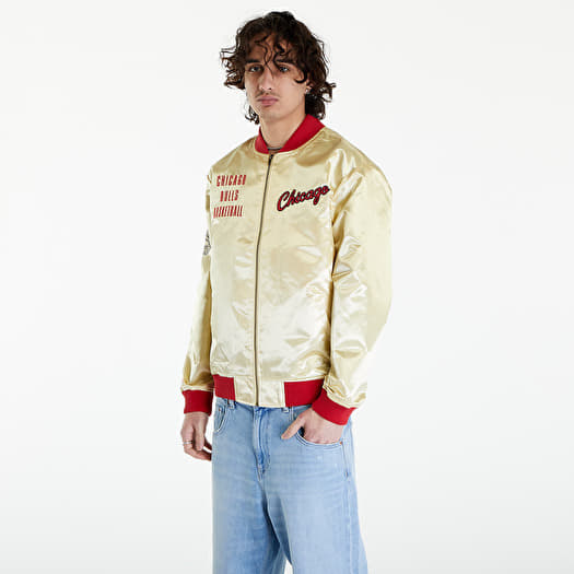 Jackets Mitchell Ness NBA Team Og 2.0 Lightweight Satin Jacket Vintage Logo Bulls Gold Queens