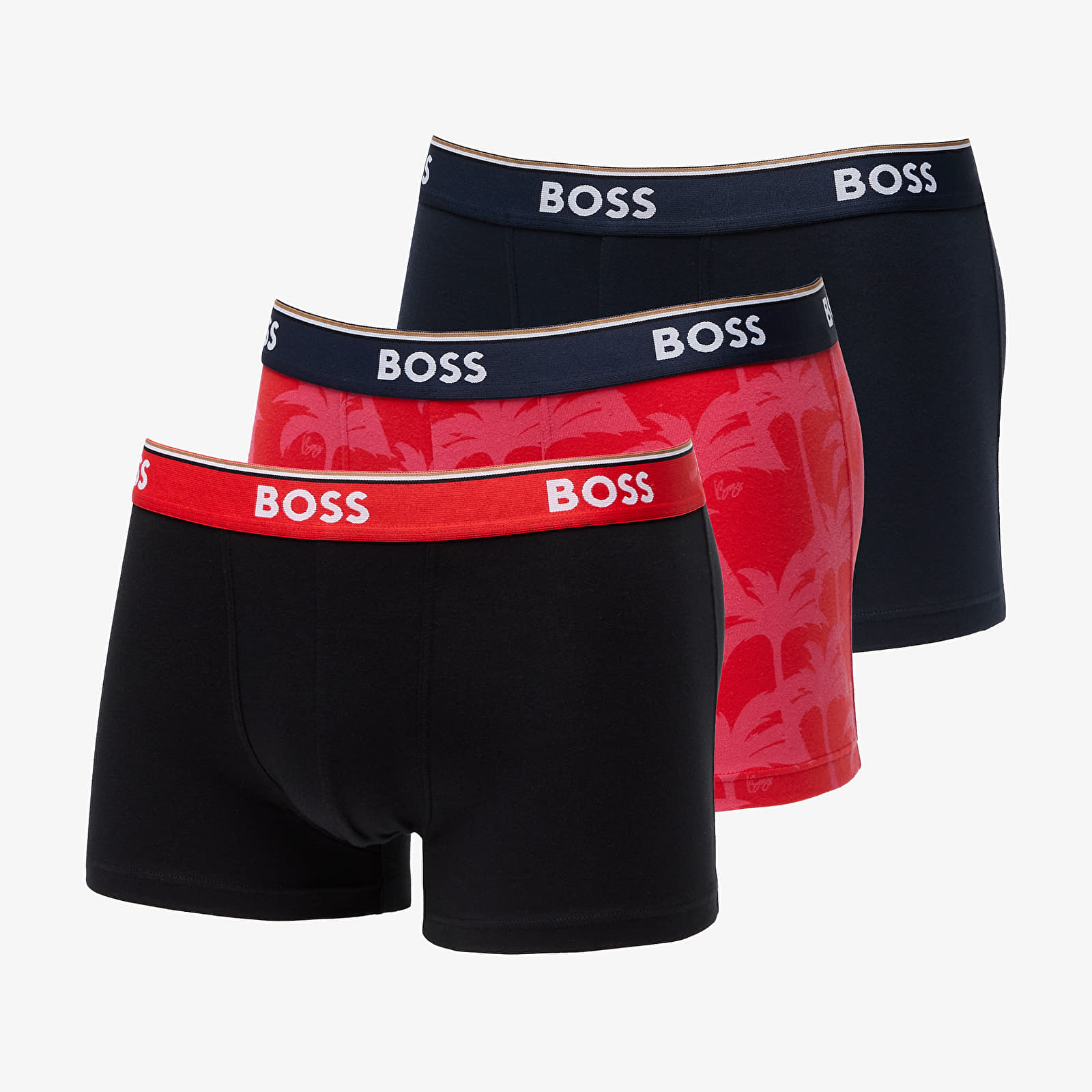 Boxerky Hugo Boss Power Design Trunk 3-Pack Black/ Navy/ Red