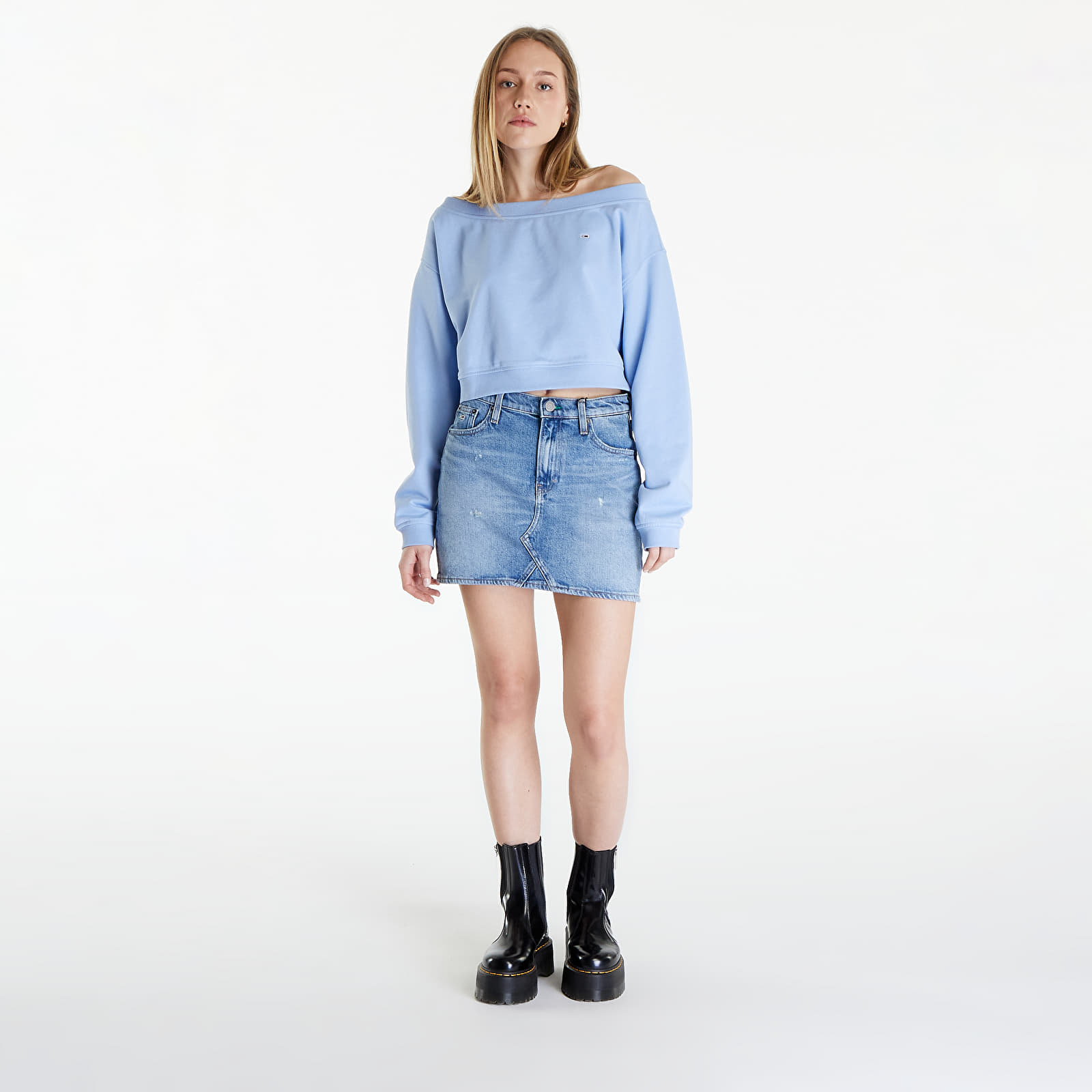 Sudaderas Tommy Jeans Cropped Off Shoulder Sweatshirt Blue