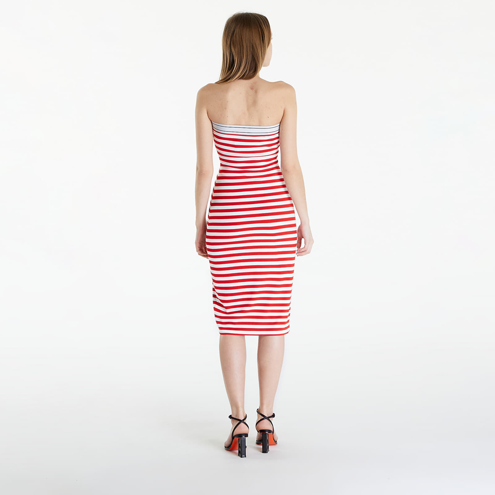Vestido Tommy Jeans Logo Tape Stripe Knee Lenght Tube Dress Red