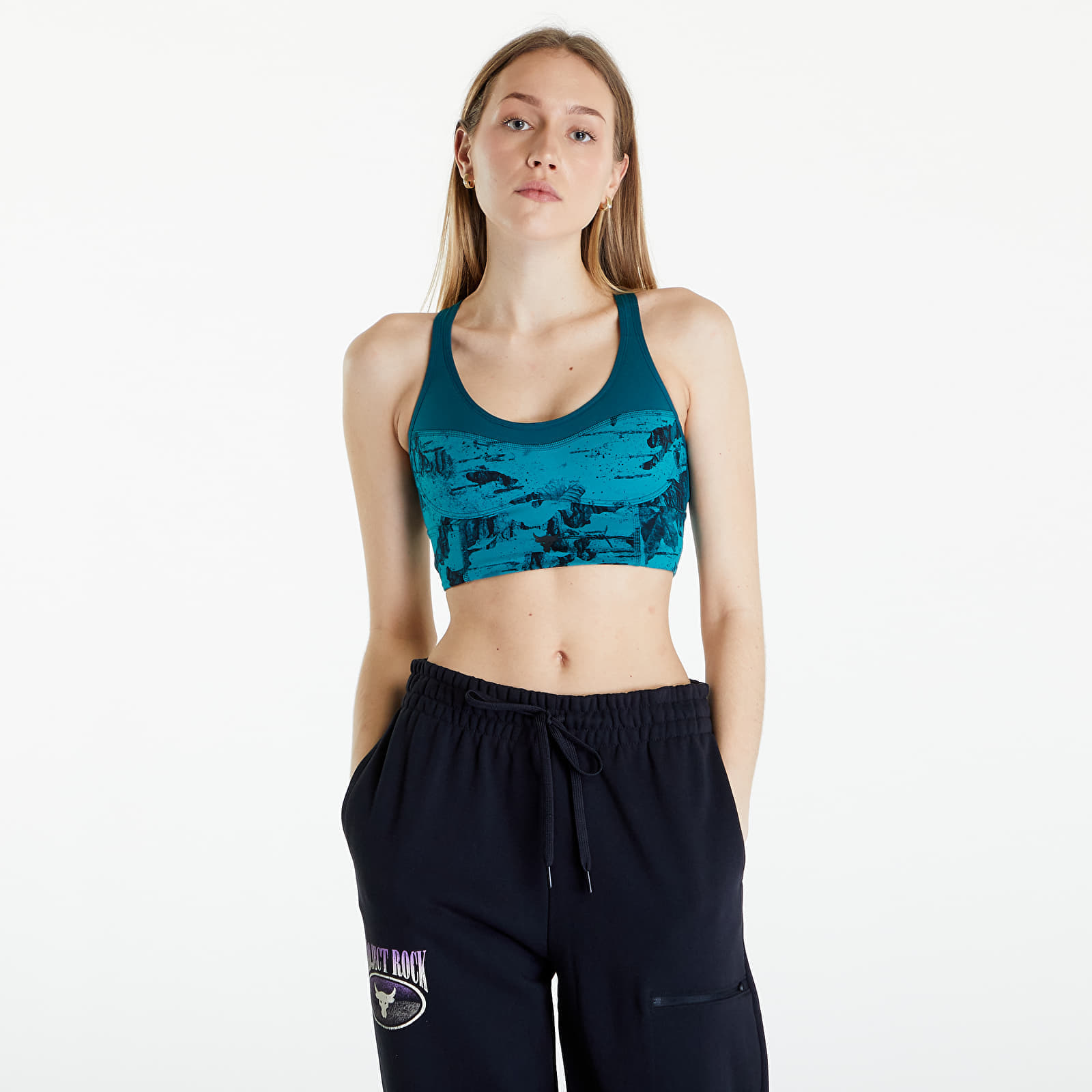 Tmavozelená športová podprsenka Under Armour Pjt Rck LG LL Infty Pt Bra