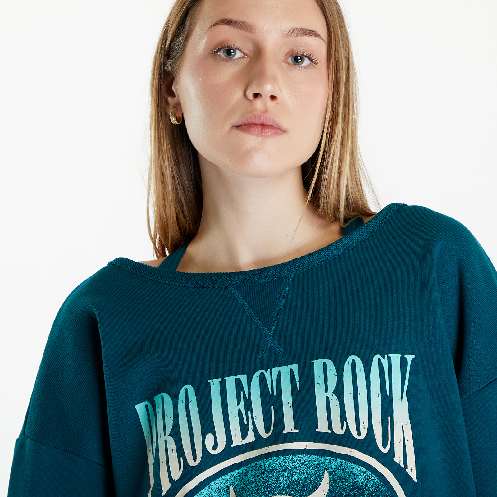 Mikine Under Armour Project Rock Terry Sweatshirt Turquoise