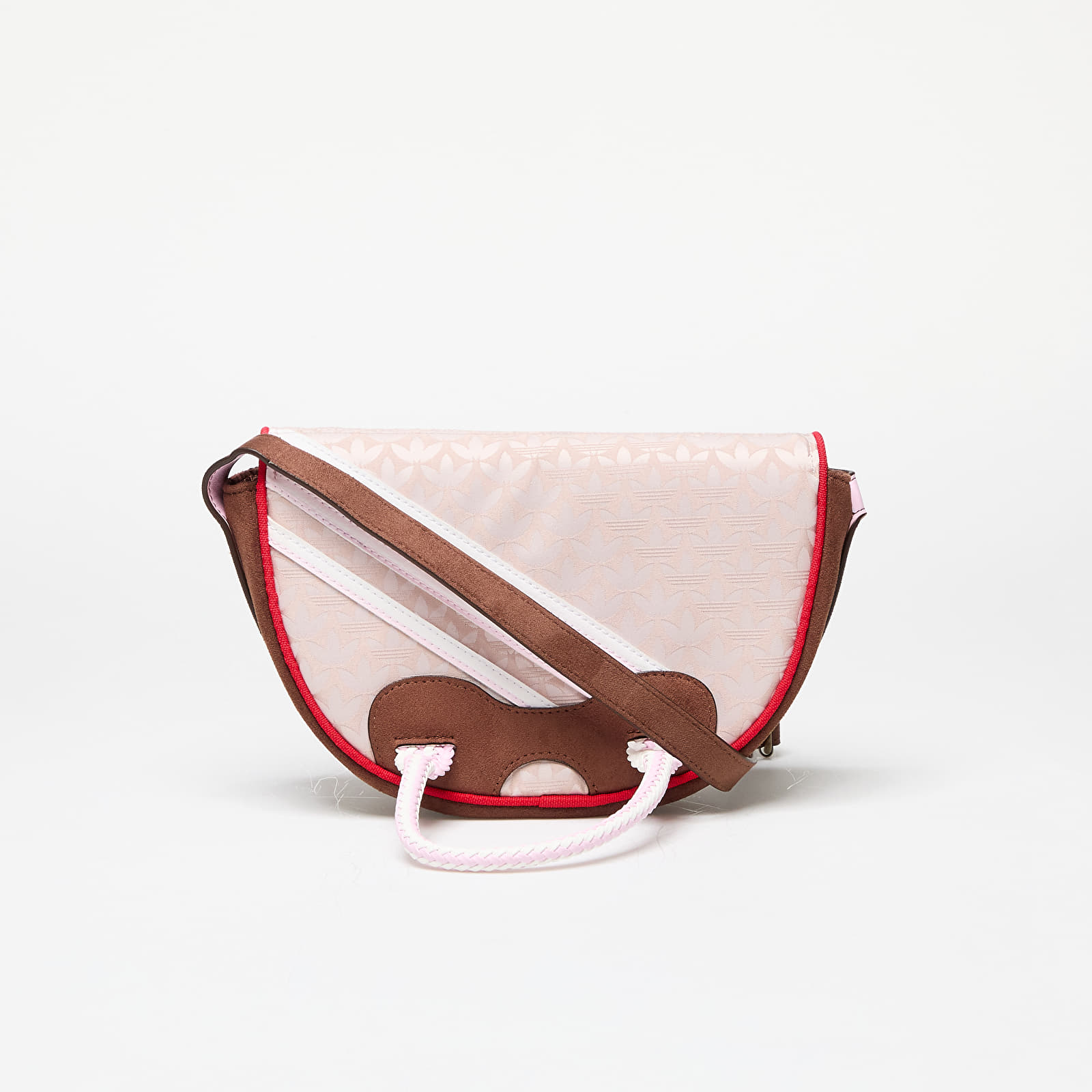 Handtaschen adidas Trefoil Monogram Jacquard Suede Satchel Bag Wonder Taupe Preloved Brown Better Scarlet Queens