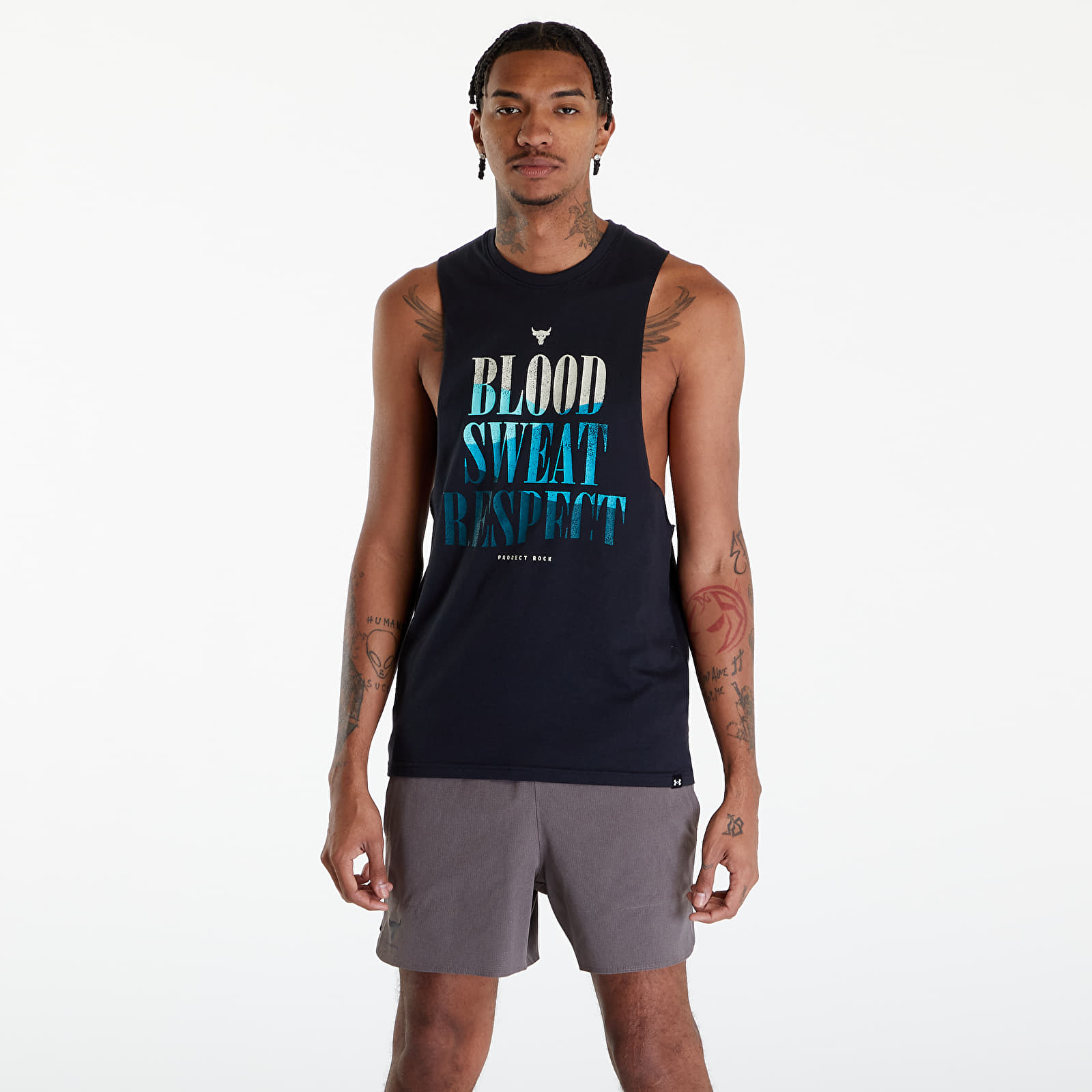 Tank tops Under Armour Project Rock BSR Payoff Tank Top Black/ Radial Turquoise