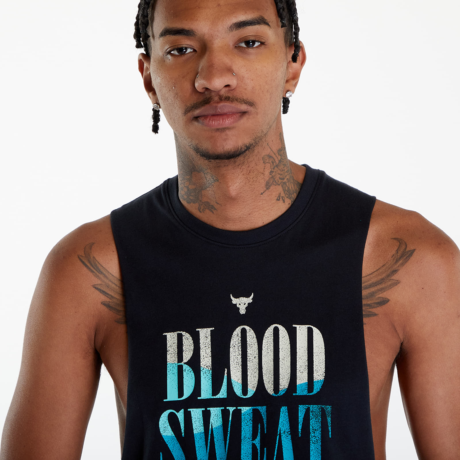 Tank tops Under Armour Project Rock BSR Payoff Tank Top Black/ Radial Turquoise