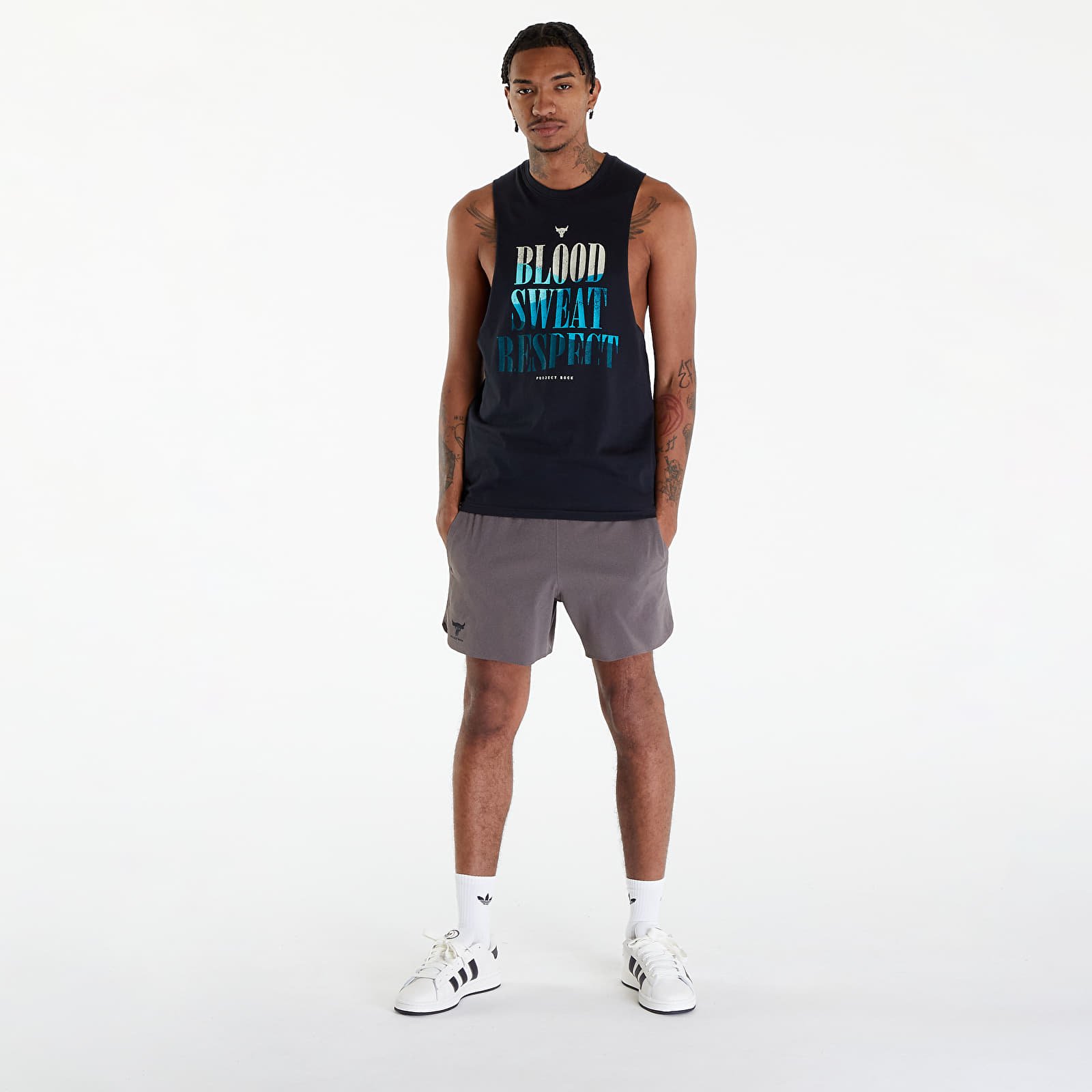 Tank tops Under Armour Project Rock BSR Payoff Tank Top Black/ Radial Turquoise