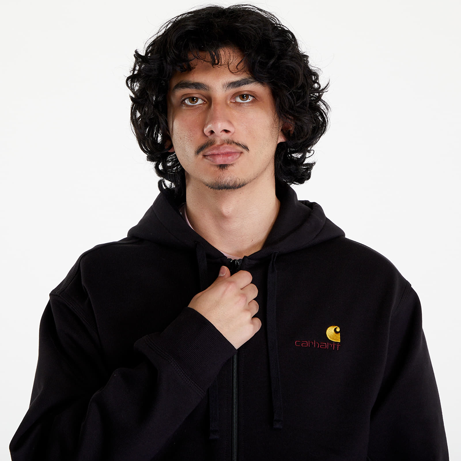 Hettegensere og sweatshirts Carhartt WIP Hooded American Script Jacket UNISEX Black