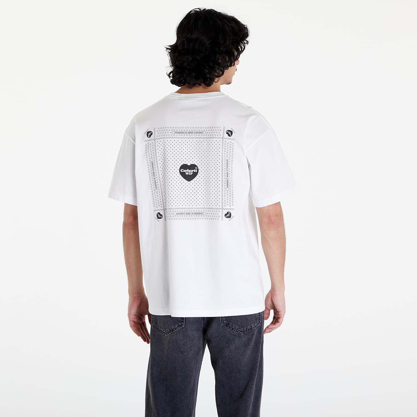T-krekli Carhartt WIP S/S Heart Bandana T-Shirt UNISEX White/ Black Stone Washed