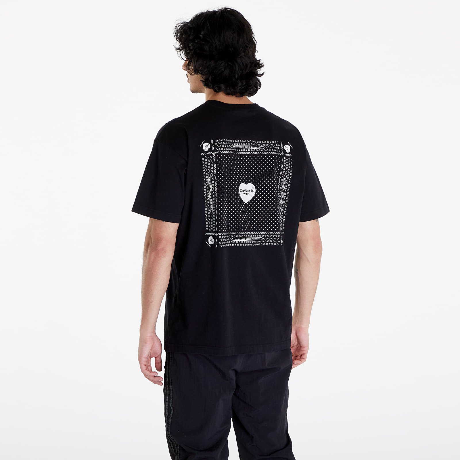 Marškinėliai Carhartt WIP S/S Heart Bandana T-Shirt UNISEX Black/ White Stone Washed