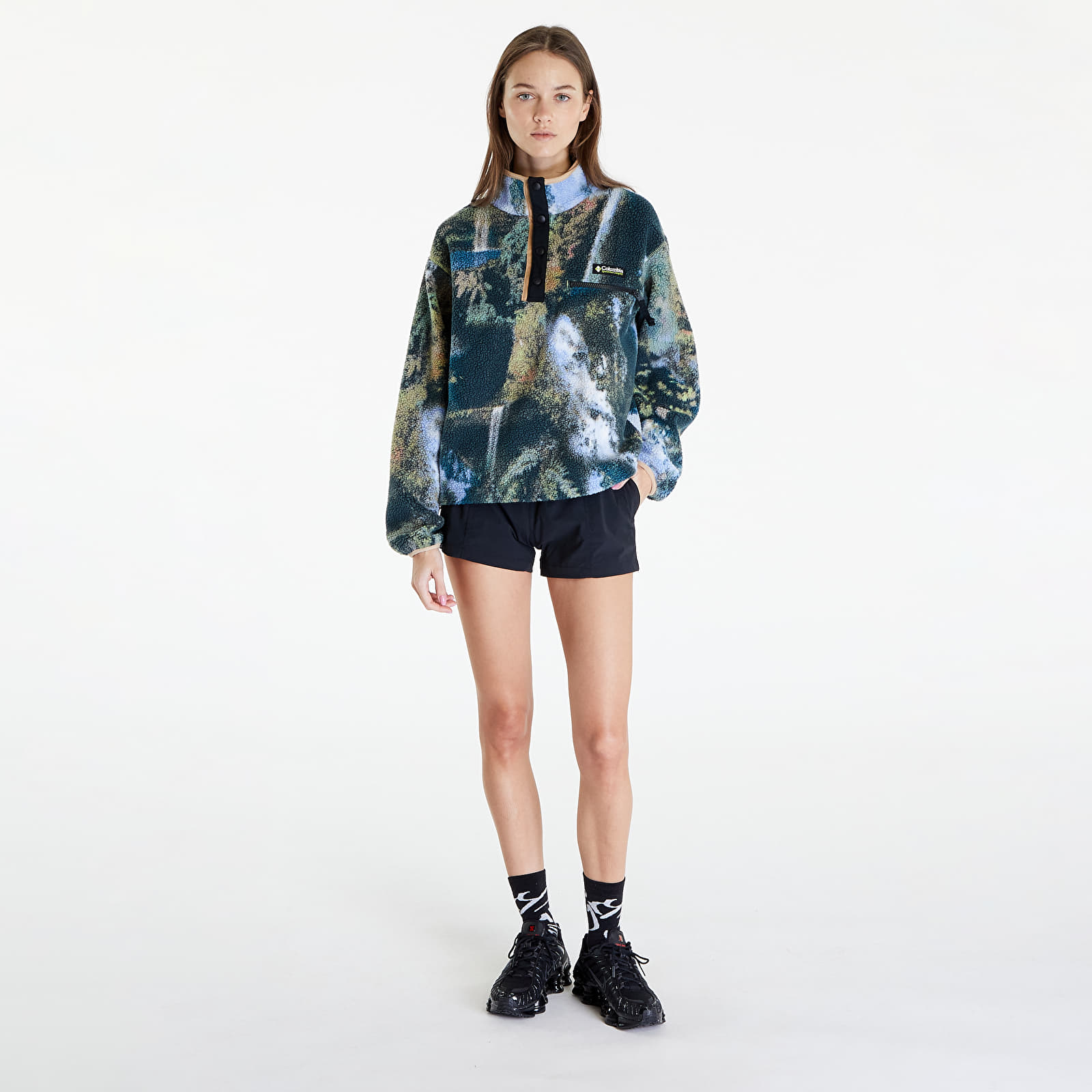 Hoodies and sweatshirts Columbia Helvetia™ Half Snap Sweatshirt Napa Green Chasing Falls Print