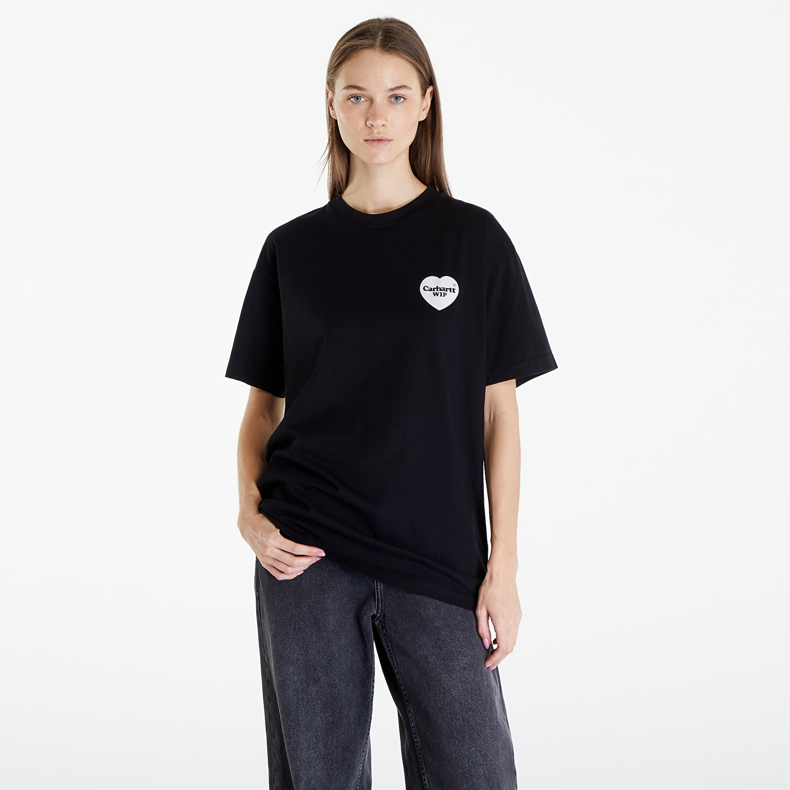 Marškinėliai Carhartt WIP S/S Heart Bandana T-Shirt UNISEX Black/ White Stone Washed