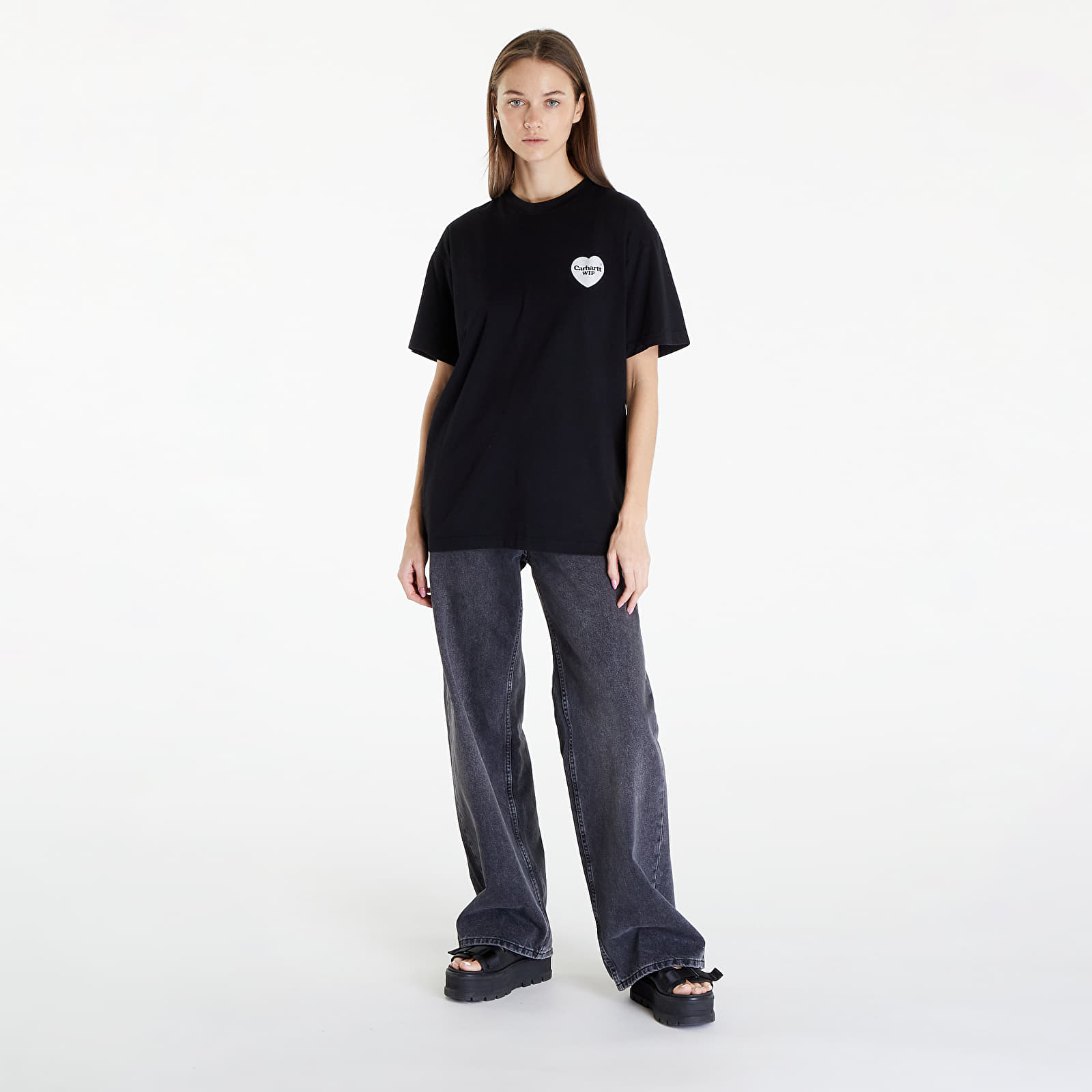Marškinėliai Carhartt WIP S/S Heart Bandana T-Shirt UNISEX Black/ White Stone Washed