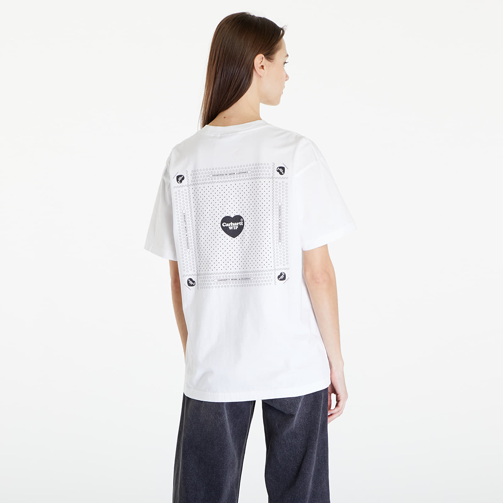 T-krekli Carhartt WIP S/S Heart Bandana T-Shirt UNISEX White/ Black Stone Washed