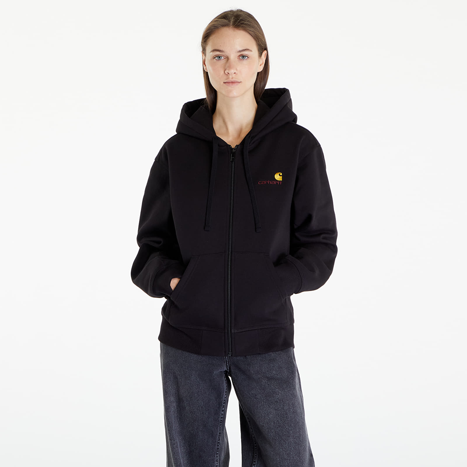 Hettegensere og sweatshirts Carhartt WIP Hooded American Script Jacket UNISEX Black