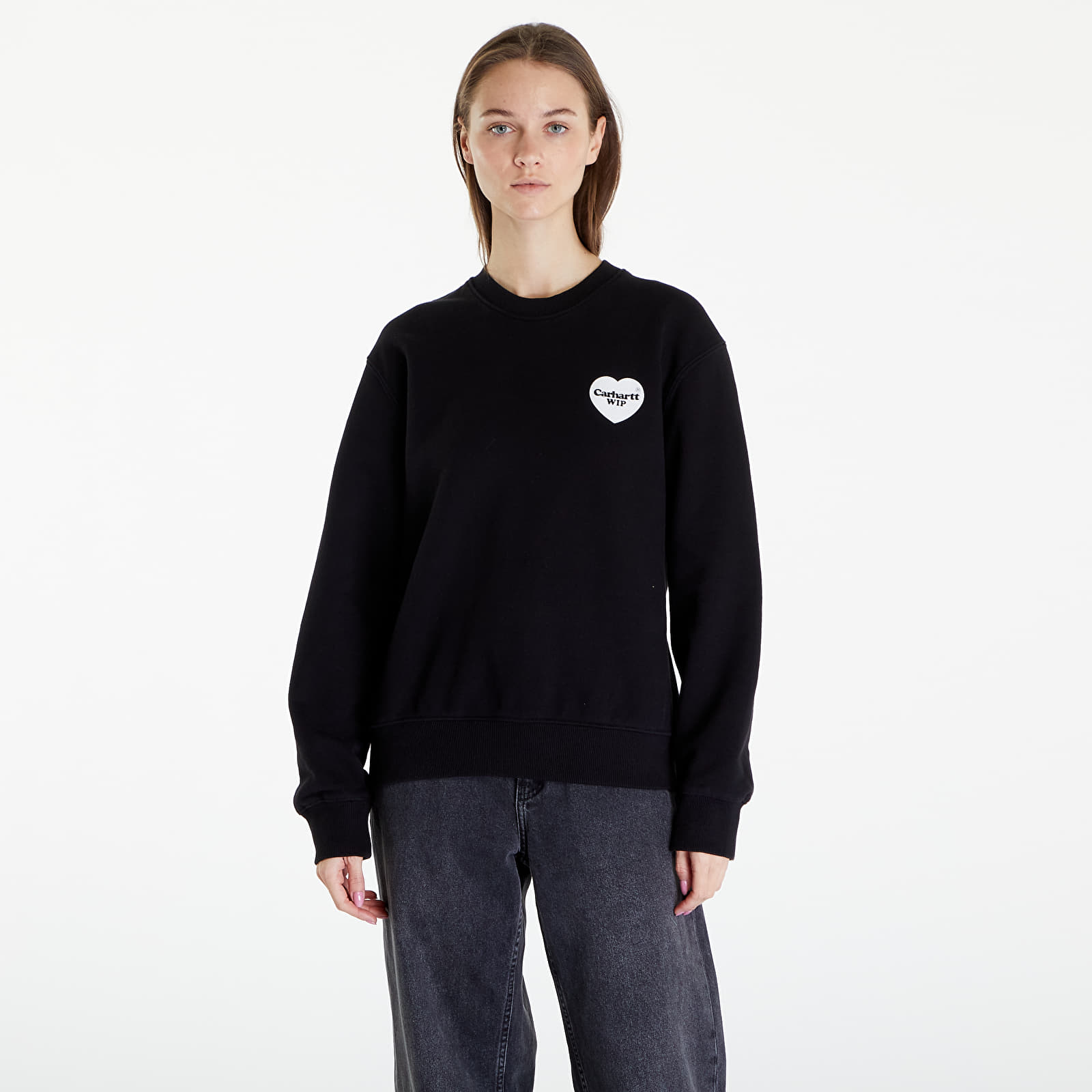 Mikinas ar kapuci un sporta krekli Carhartt WIP Heart Bandana Sweat UNISEX Black/ White Stone Washed