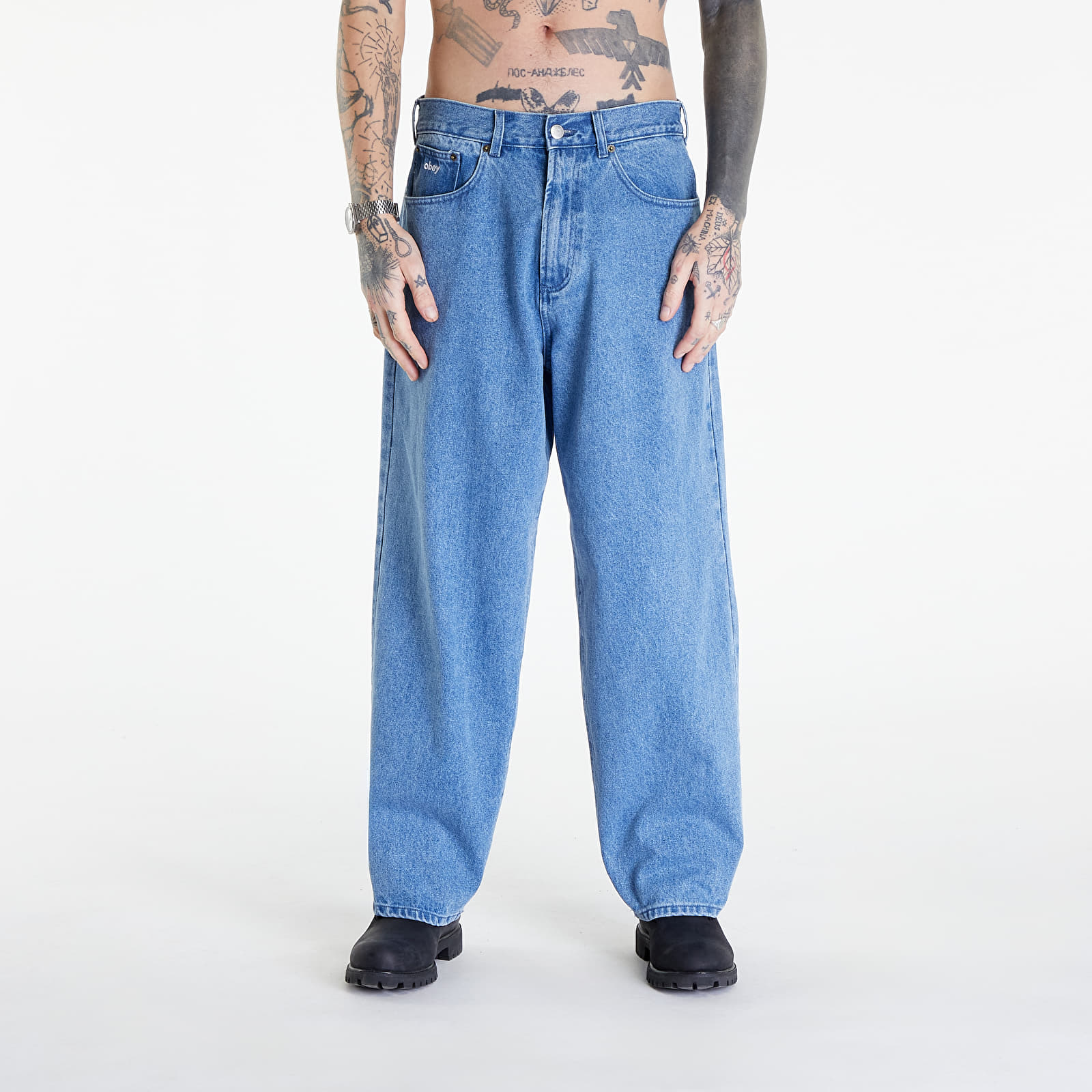 Jeans and trousers OBEY Bigwig Baggy Denim Light Indigo