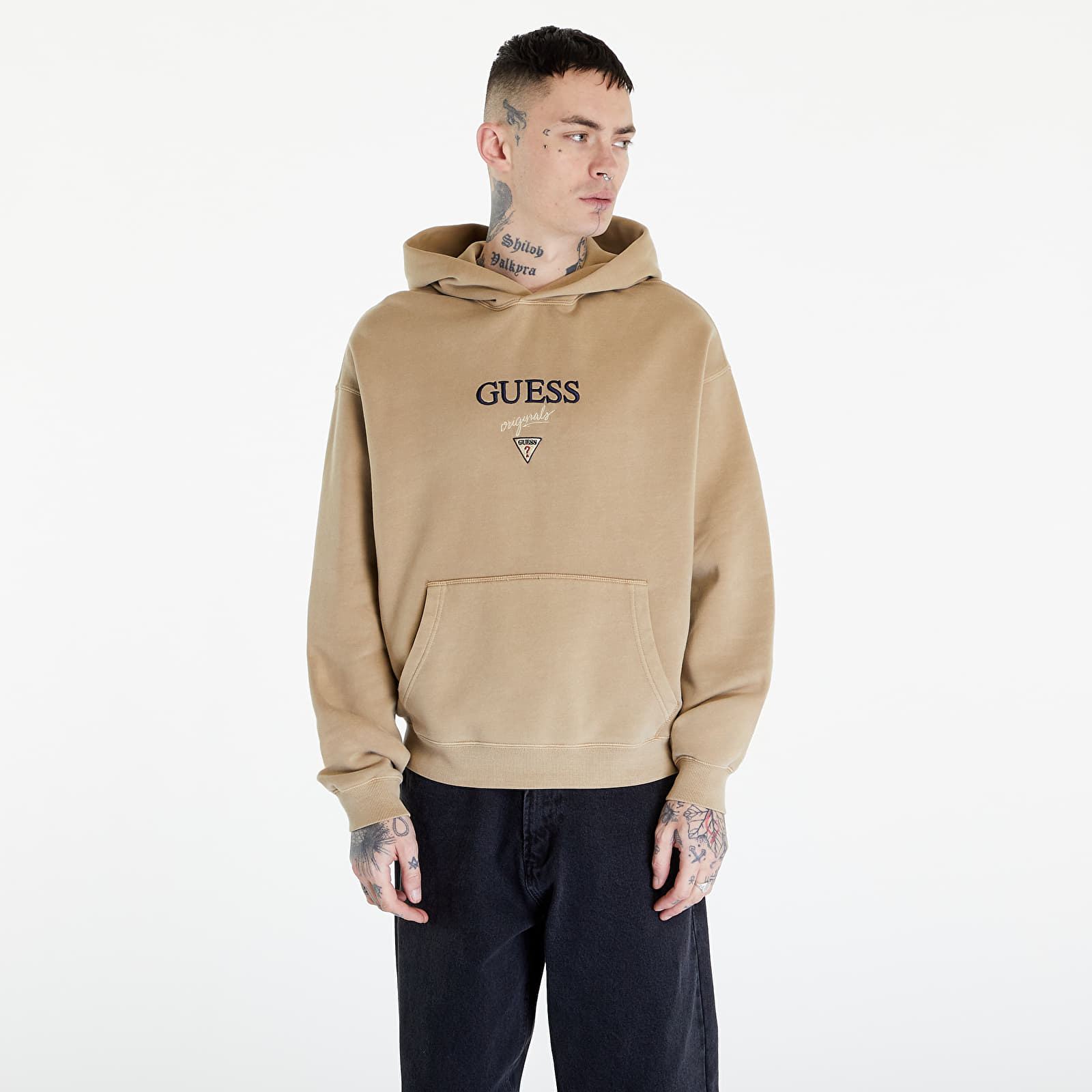Sweatshirts Guess Originals Baker Logo UNISEX Hoodie Tavertine Sand Multi