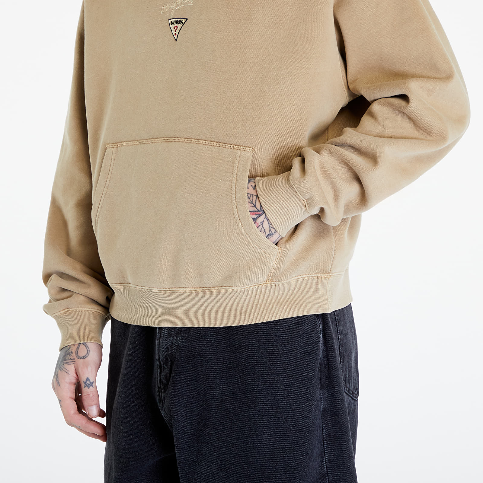 Sweatshirts Guess Originals Baker Logo UNISEX Hoodie Tavertine Sand Multi