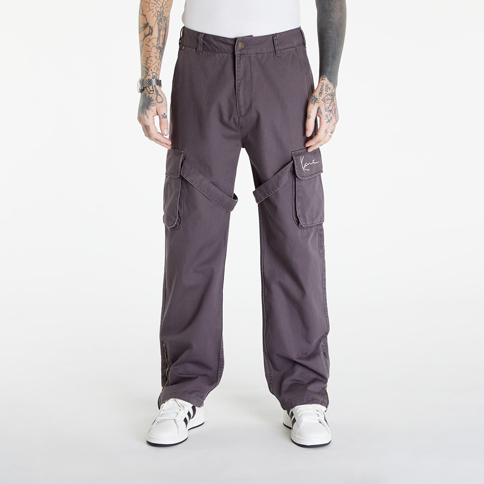 Kavbojke in hlače Karl Kani Small Signature Washed Cargo Pants Anthracite