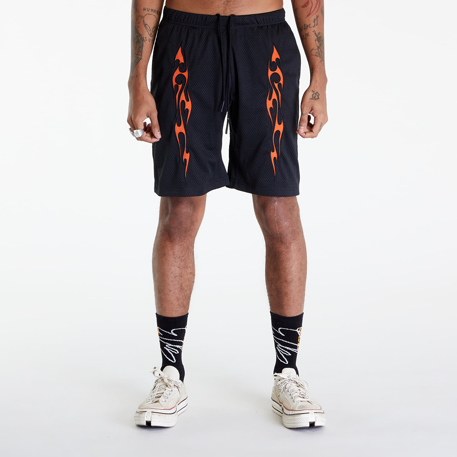 Šortky PLEASURES Flame Mesh Shorts Black
