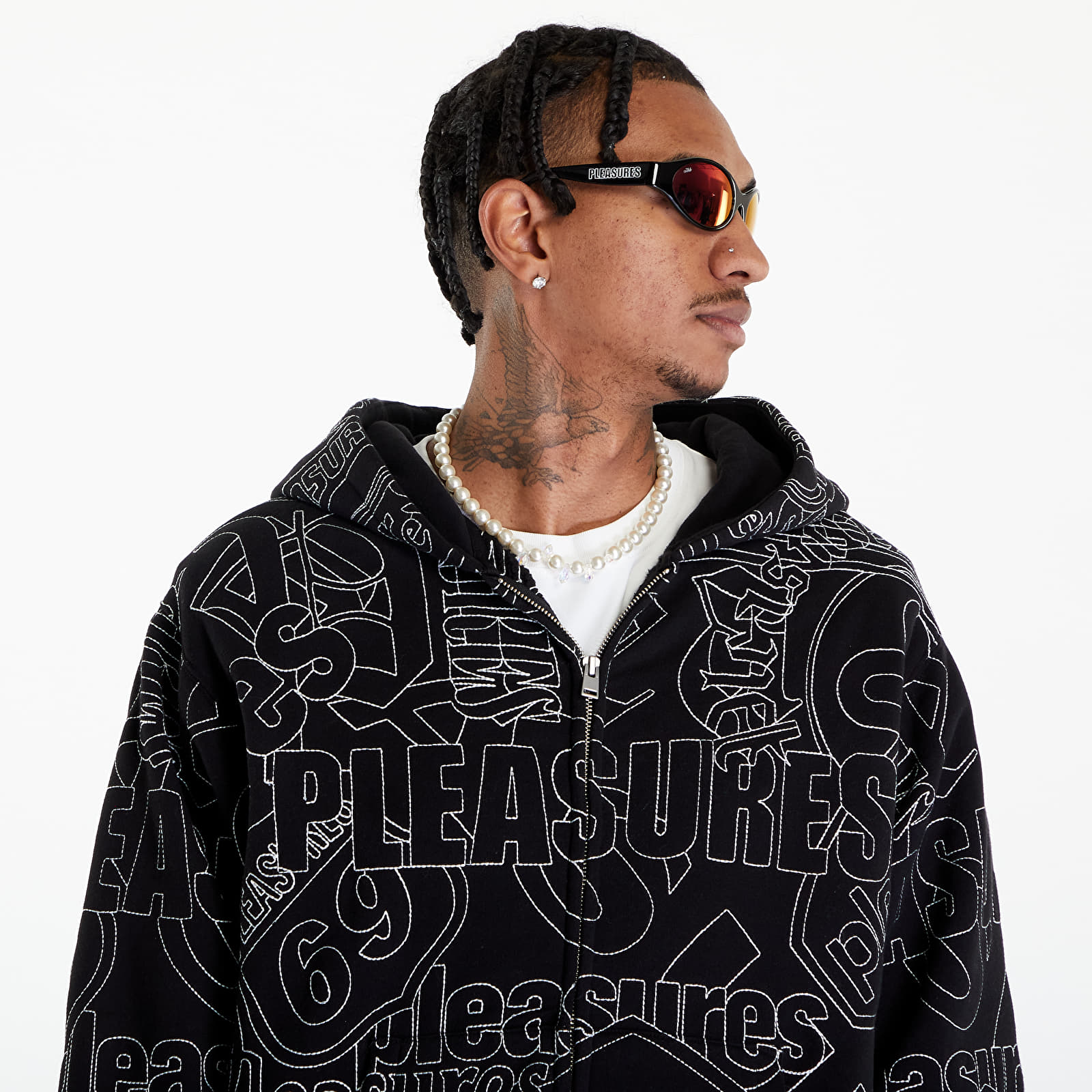 Регланы и толстовки PLEASURES Signal Zip Up Hoodie Black