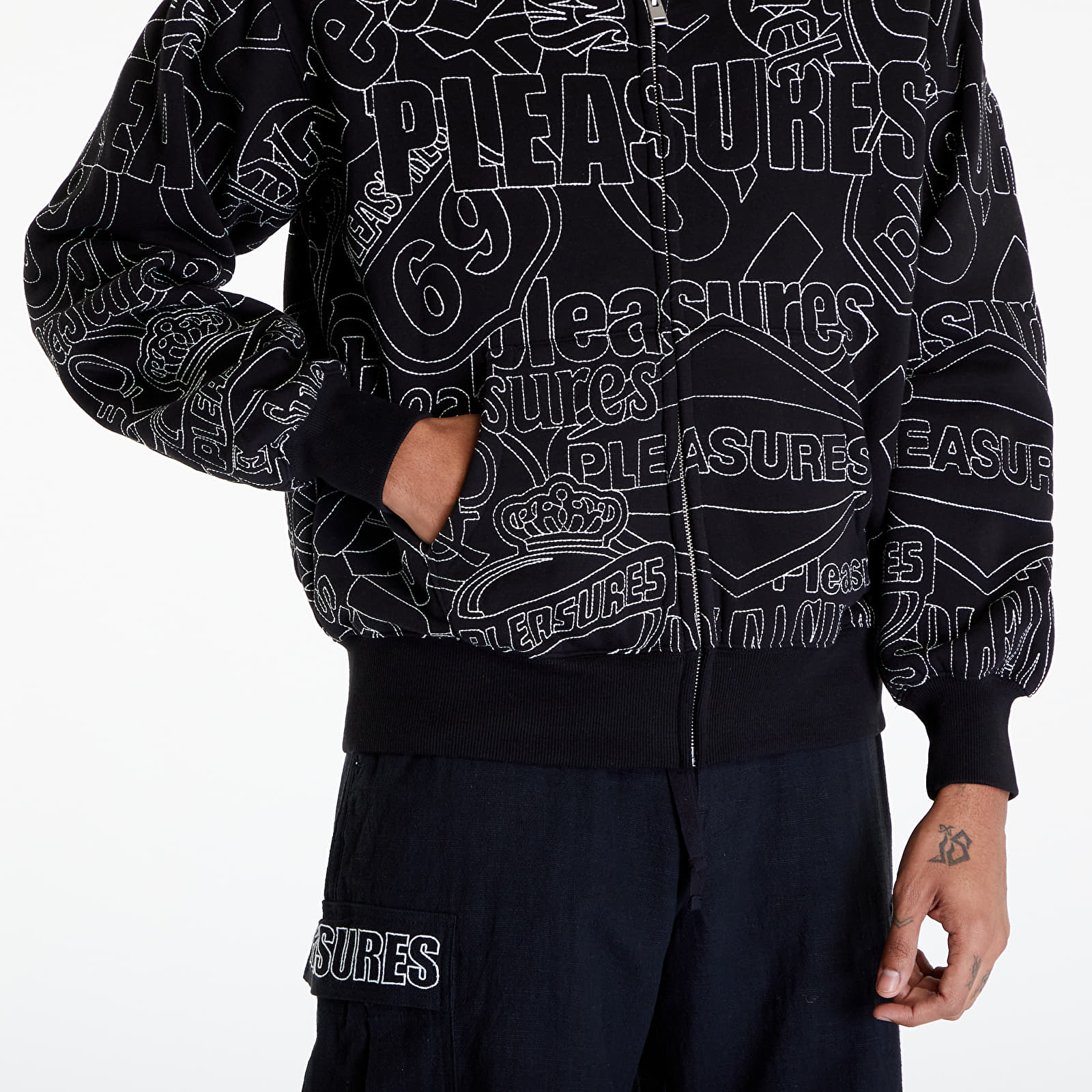 Регланы и толстовки PLEASURES Signal Zip Up Hoodie Black