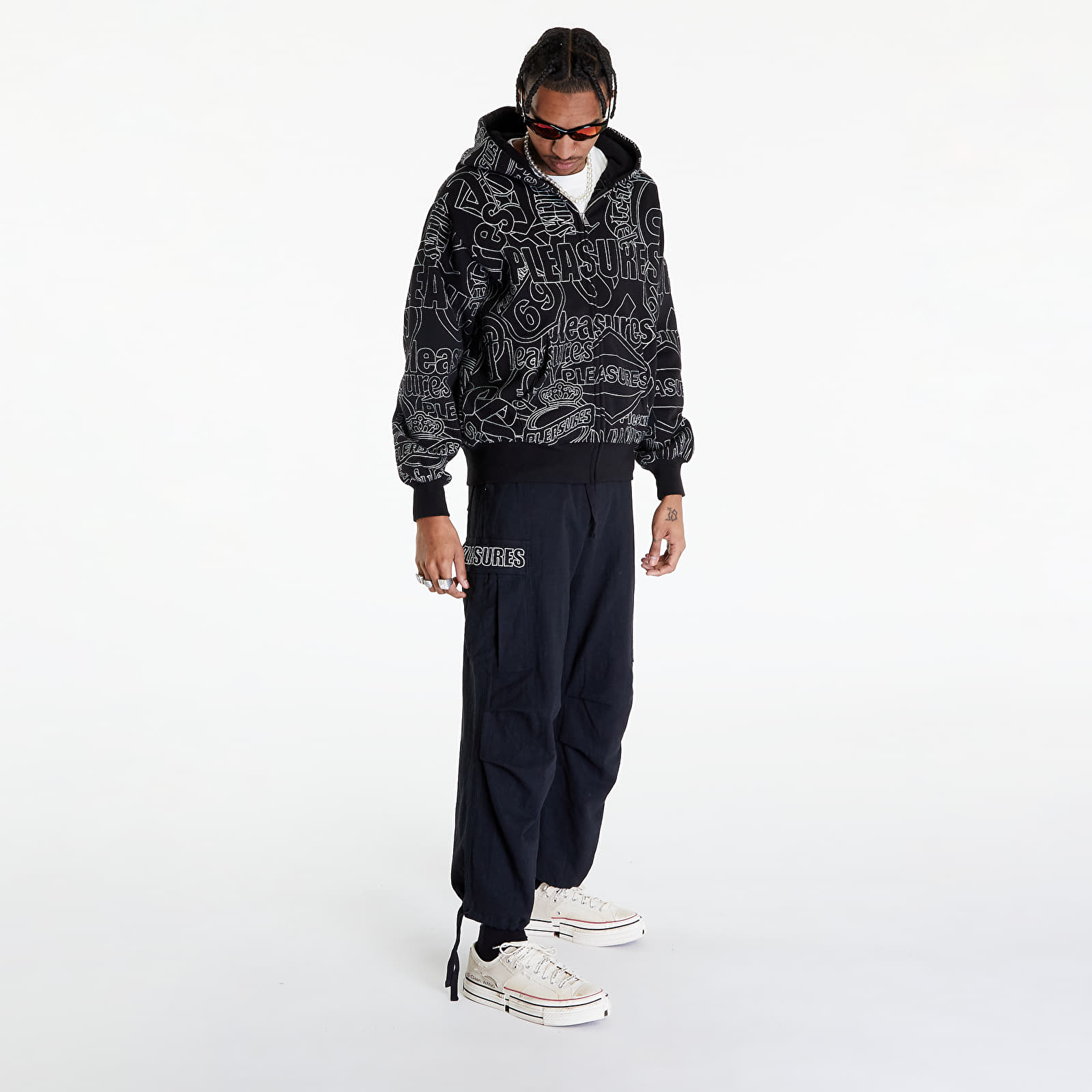 Регланы и толстовки PLEASURES Signal Zip Up Hoodie Black