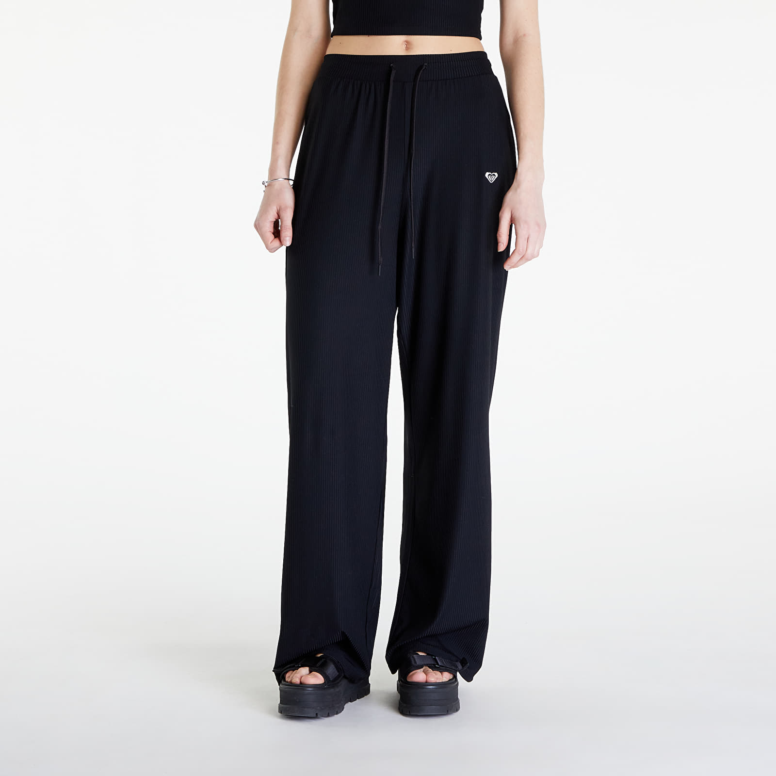 Jeans und Hosen Roxy Rise & Vibe Rib Wide Leg Pants Anthracite