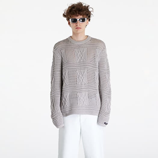Pulover Daily Paper Zuberi Crochet Long Sleeve Sweater Moonstruck Grey