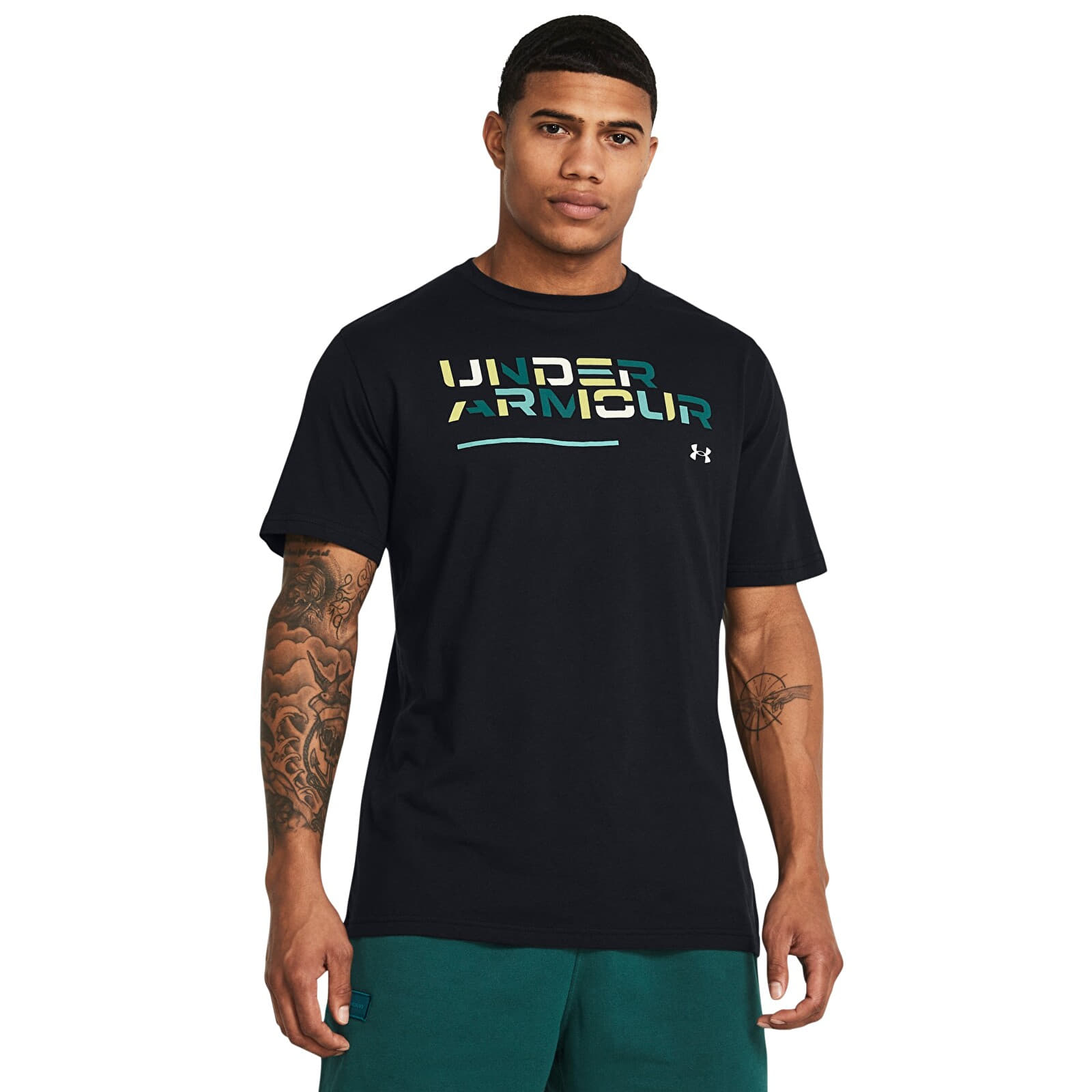 T-shirts  Under Armour Colorblock Wordmark Ss Black 001