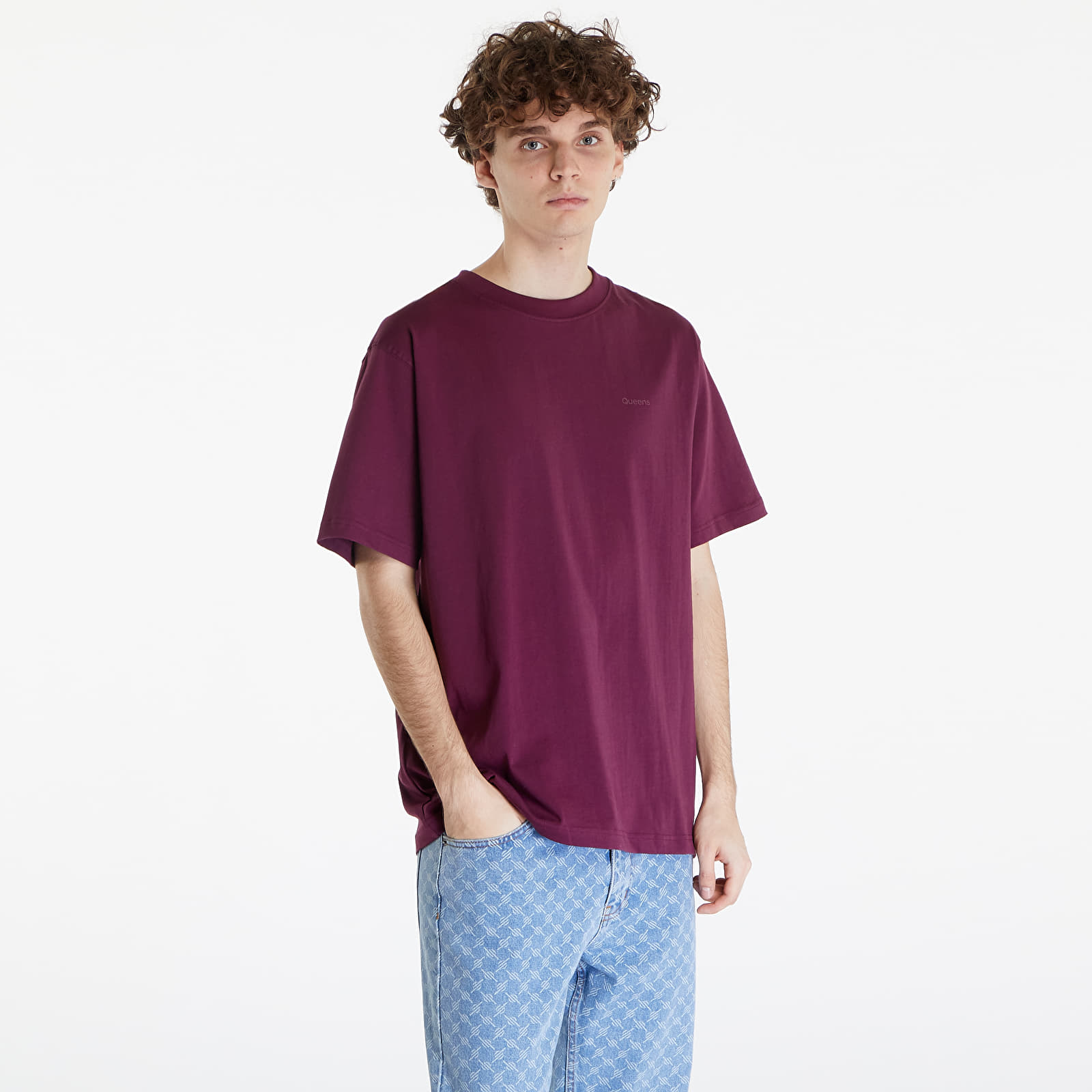 Tricouri Queens 5-Pack Men’s Essential Tonal Print Black/ White/ Navy/ Mustard/ Bordeaux
