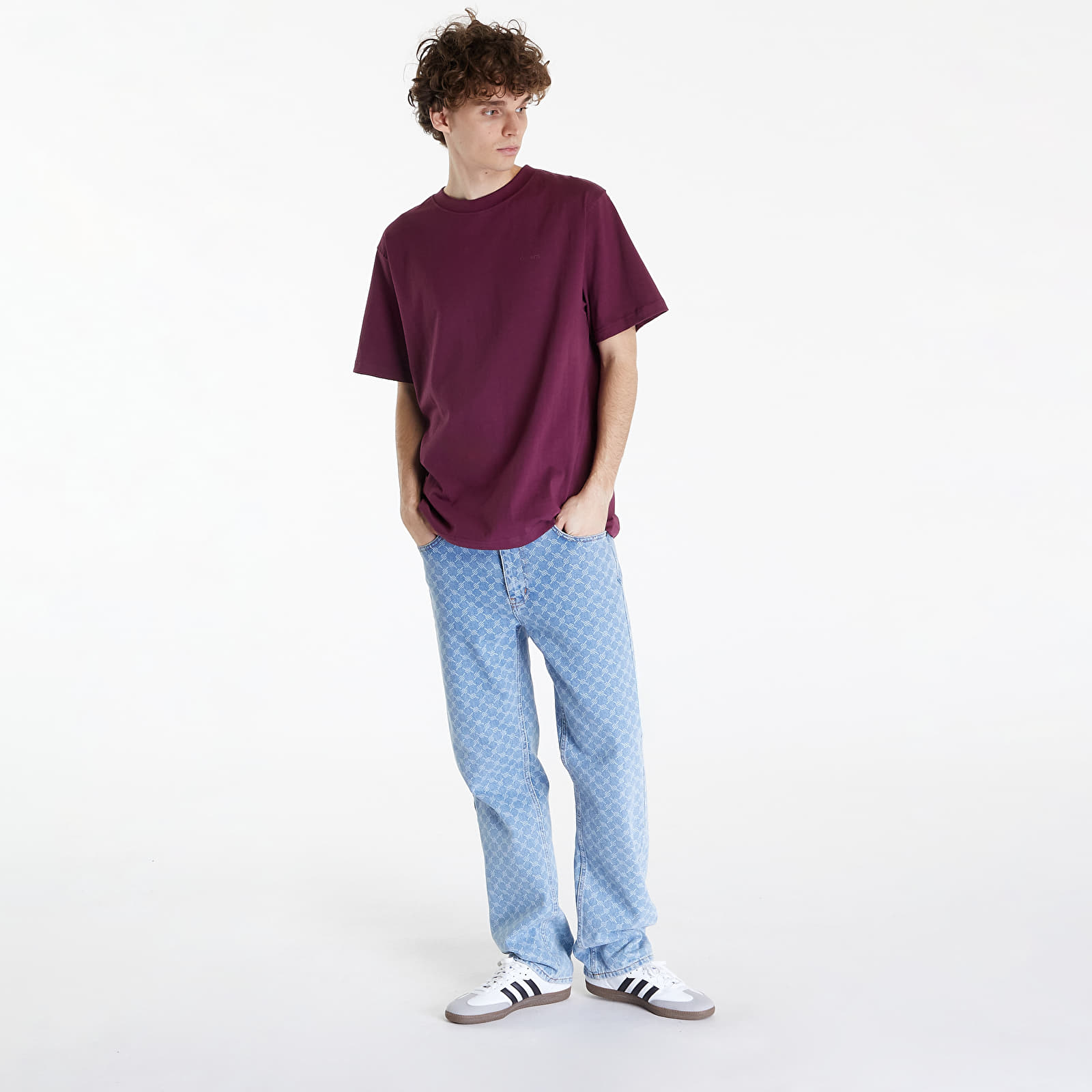 Tricouri Queens 5-Pack Men’s Essential Tonal Print Black/ White/ Navy/ Mustard/ Bordeaux