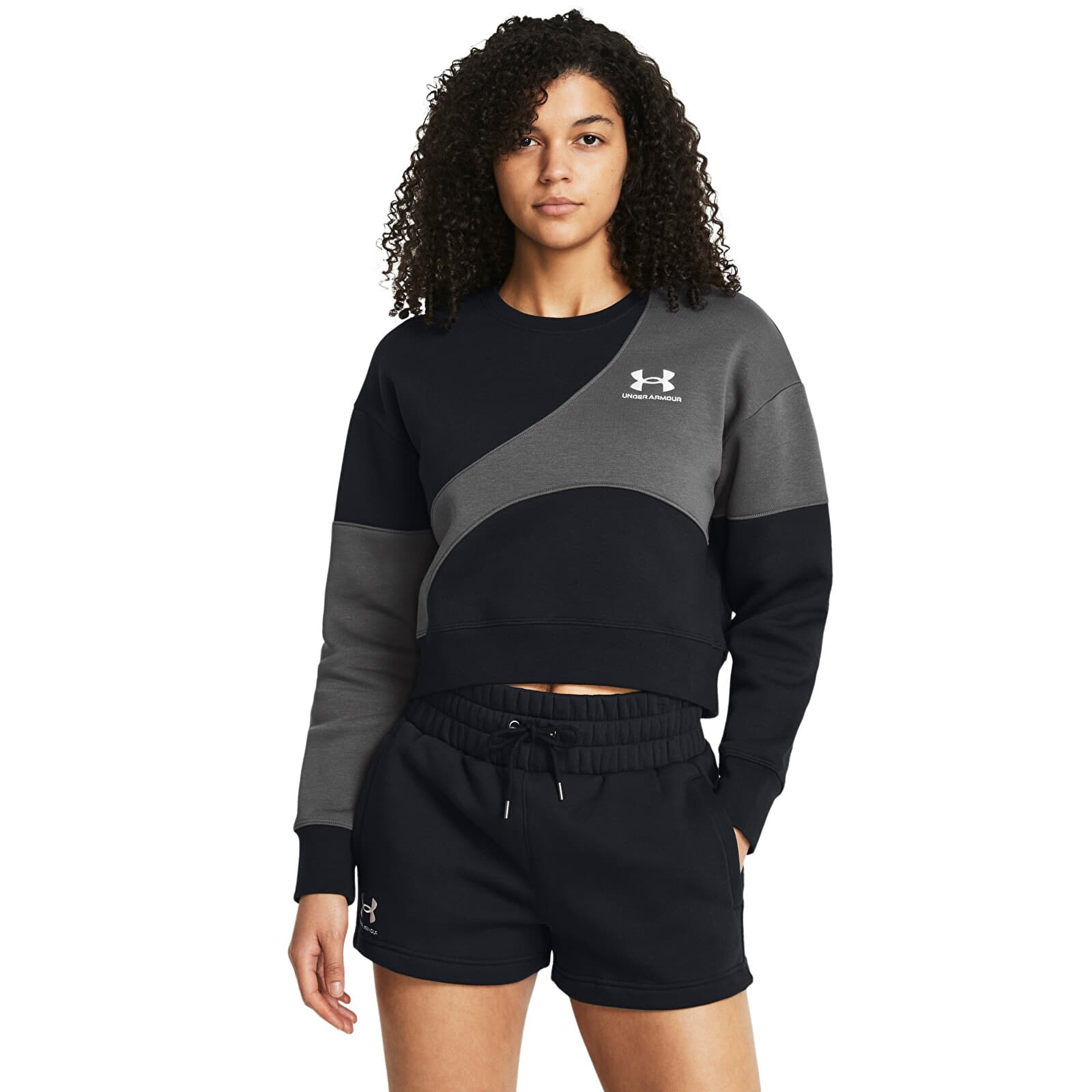 Hettegensere og sweatshirts Under Armour Essential Fleece Crop Crew Black 001