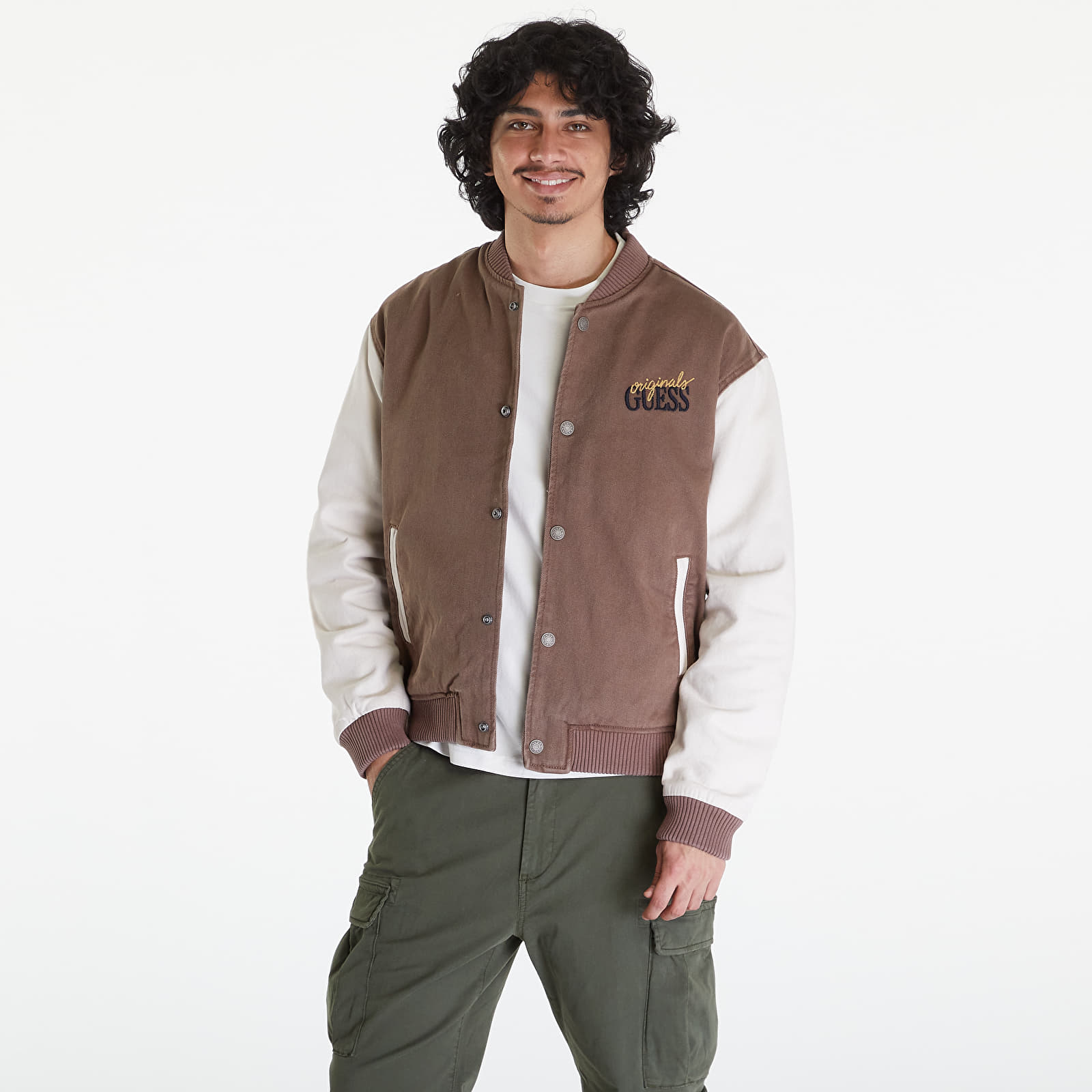 Jacken Guess Originals Sanded Denim Bomber Jacket Go Sanded Brown Wash