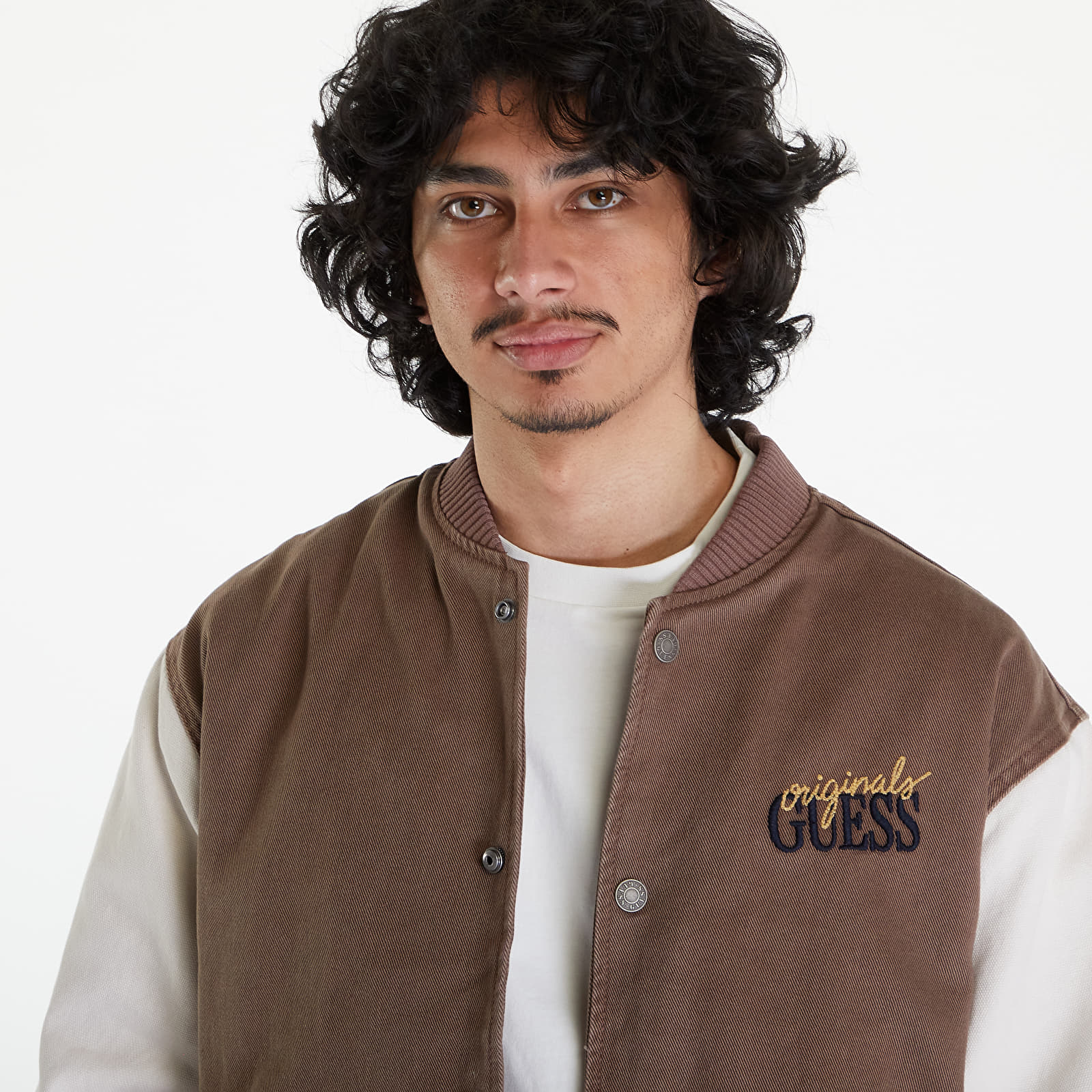 Jacken Guess Originals Sanded Denim Bomber Jacket Go Sanded Brown Wash