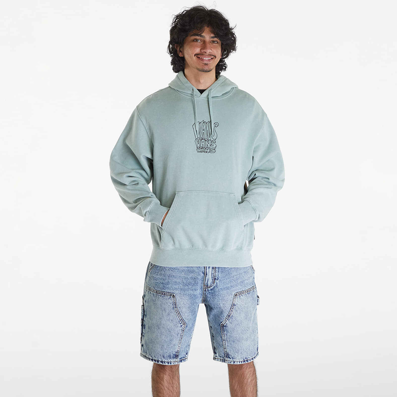 Pulóverek Vans Crash Stack Loose Pullover Hoodie Iceberg Green